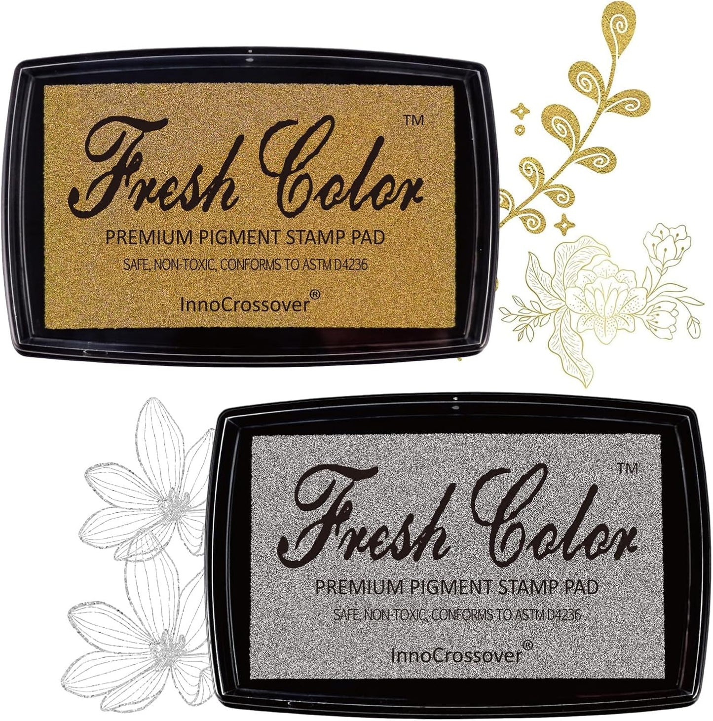 Stamp Pad, Ink Pads for Rubber Stamps, Wedding Card, Wedding Invitation, Stamps for Crafts, Scrapbooking Supplies, Card Making, Embossing Ink, Permanent Ink Pads, Non Toxic, Safe (Gold Ink Pad)