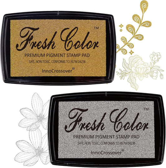 Stamp Pad, Ink Pads for Rubber Stamps, Wedding Card, Wedding Invitation, Stamps for Crafts, Scrapbooking Supplies, Card Making, Embossing Ink, Permanent Ink Pads, Non Toxic, Safe (Gold Ink Pad)