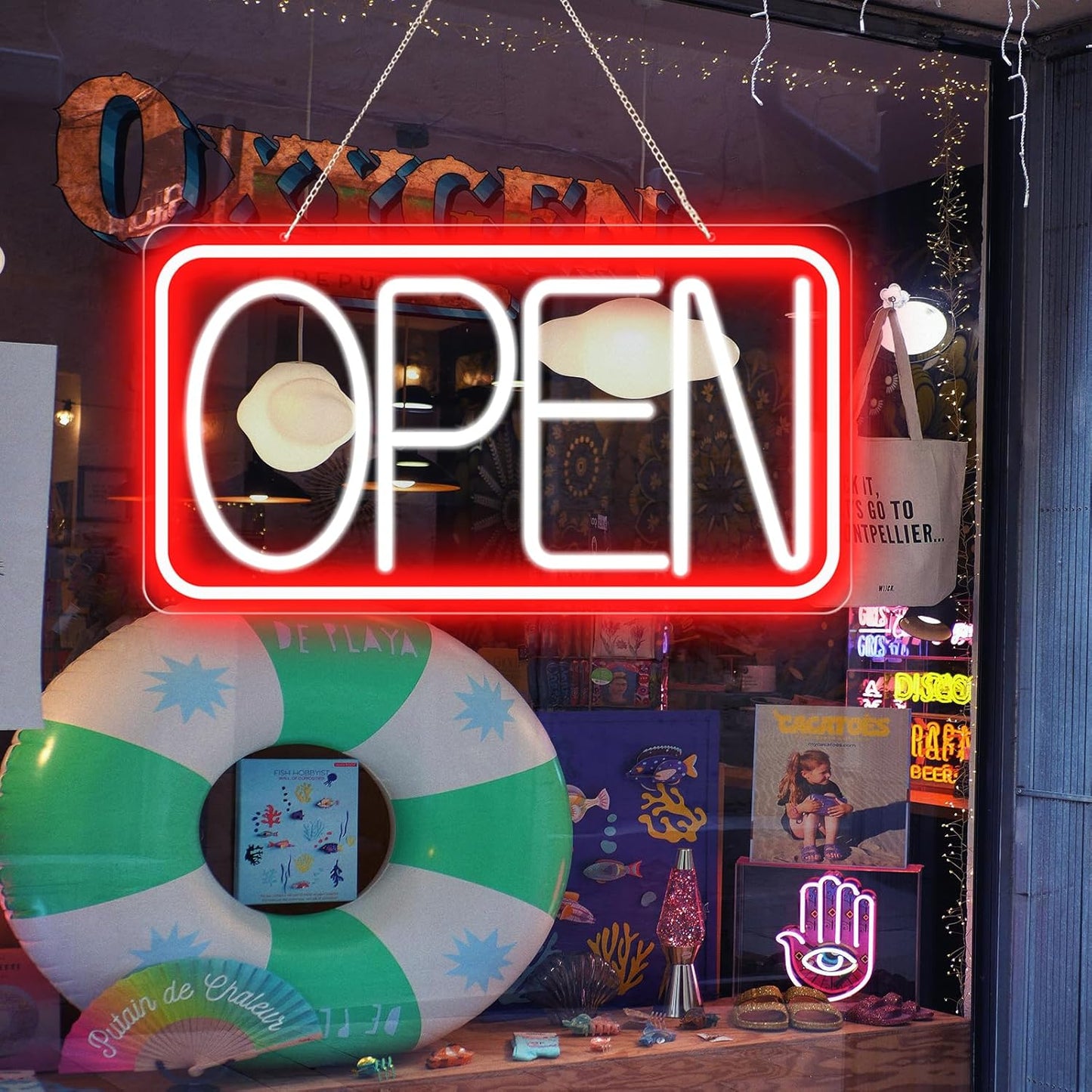 16.5" X 9" Led Neon Open Signs for Business Ultra Bright Plug In Electric Light Up Open Signs with ON/OFF Switch and 12V/2A AC Adapter for Storefront Window Bar Salon Coffee Stores (Red/White)