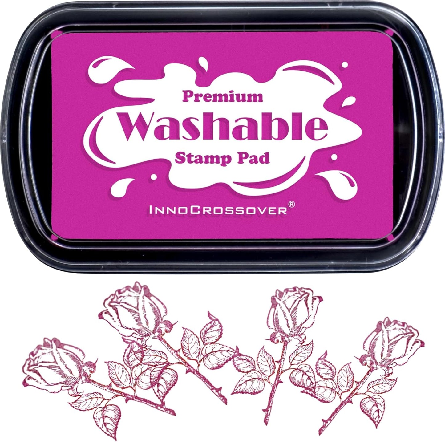 Washable Ink Pad, Stamps for Kids, Kids Crafts, Paw Print Kit, Baby Footprint Kit, Stamp Pads on Scrapbooking, Fingerprint Ink Pad, Easy to Wash Off Skin| Large | Safe Non-Toxic (Fuchsia)