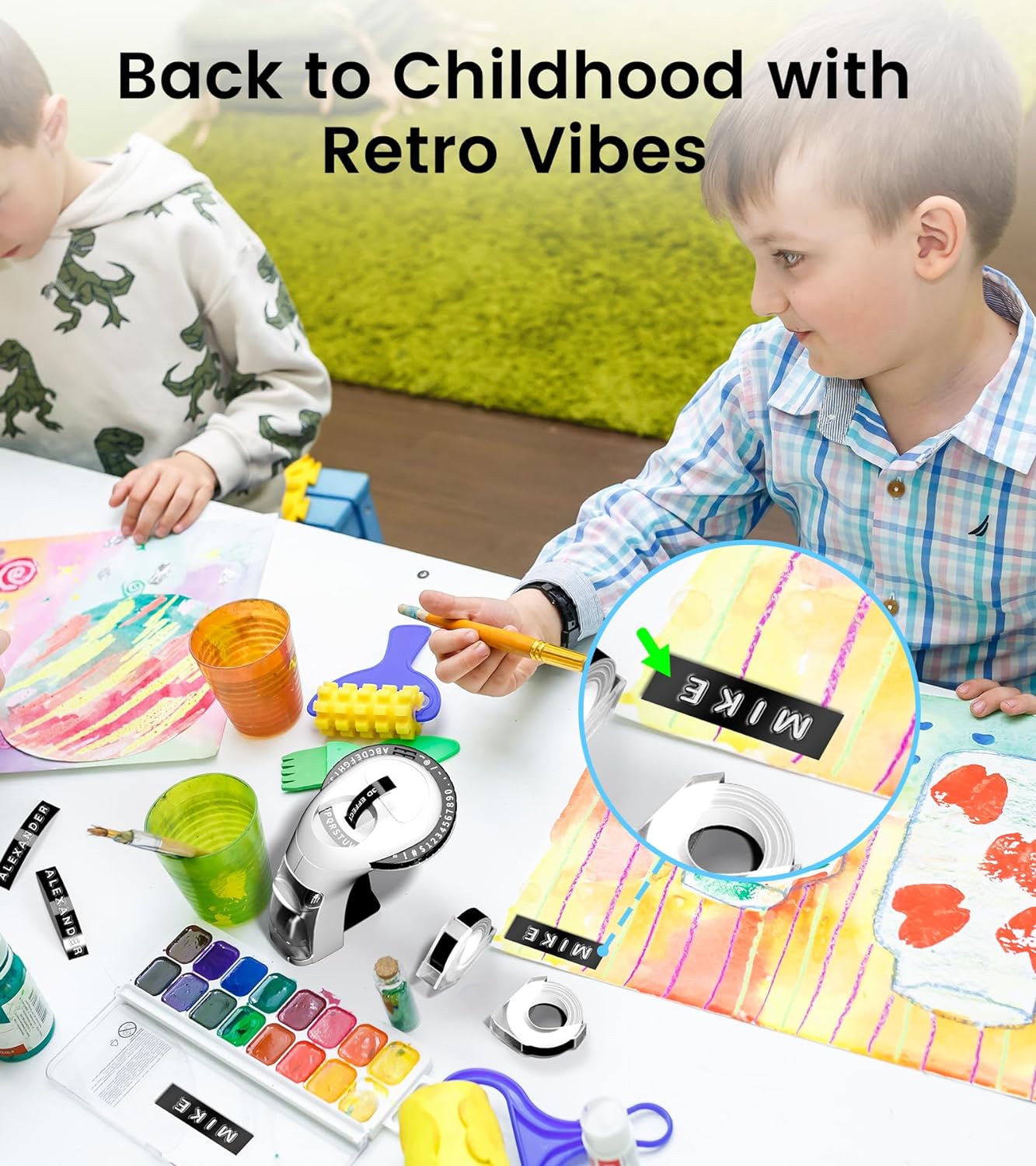 Embossing Label Maker Machine with Tapes, Old School Vintage Label Maker Embossed, Retro 3D Embosser Manual Labeler with 3 Rolls 9mm Labels-Waterproof for Home Office Kids DIY Craft Scrapbook