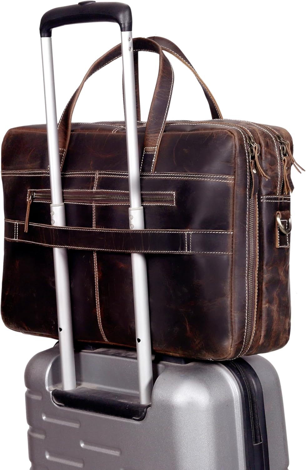 Full Grain italian Leather Briefcase for Men Top Choice Gifts Handcrafted Laptop Bag with Multiple Compartments