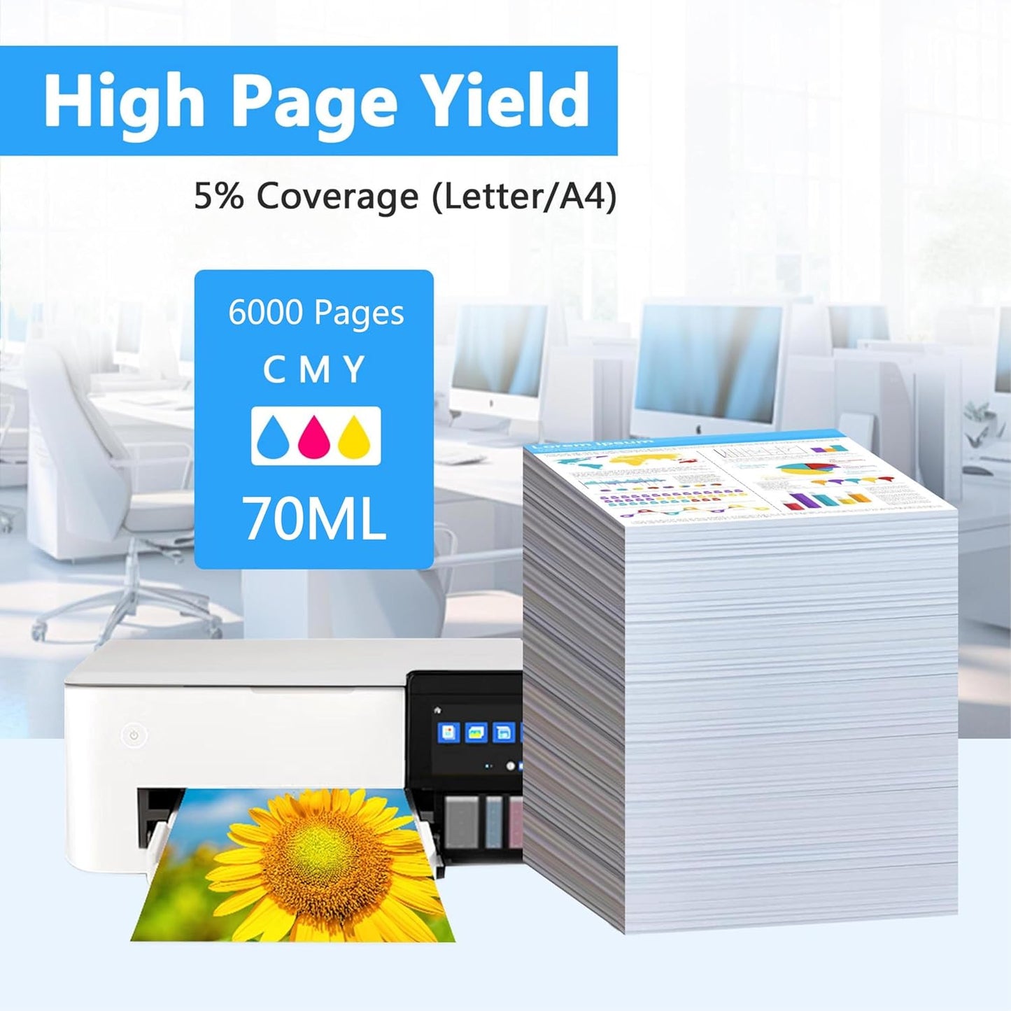 LCL Compatible Ink Refill Bottles Replacement for 542 T542 Ink Compatible with Ecotank ET-5150 ET-5170 ET-5180 ET-5850 ET-5800 ET-5880 ET-16600 ET-16650 ST-C8000 ST-C8090 Printers(Cyan Magenta Yellow)