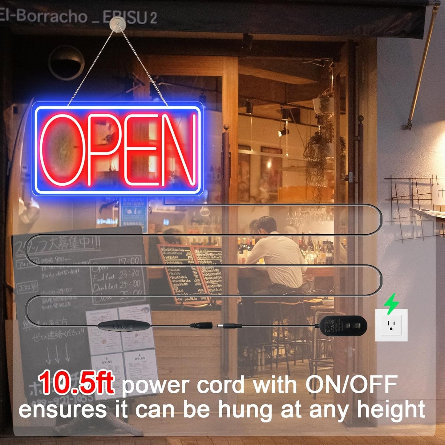 Led Neon Open Signs for Business,16.5"X 9" Ultra Bright Open Signs, Powered by 12V/2A AC Adapter, 6 Levels Adjustable Bright Led Neon Open Sign for Bar Salon Coffee Stores Club Hotel (Horizontal)