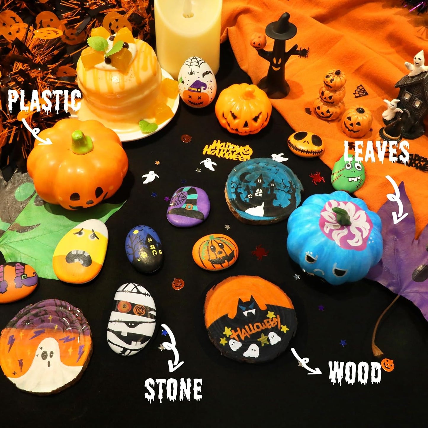 72 Colors Acrylic Paint Markers, Dual Tip with Fine Tip and Brush Tip Pens for Stone, Wood, Calligraphy, Canvas, Ceramic, Metal, Glass, Rock Painting, DIY Crafts