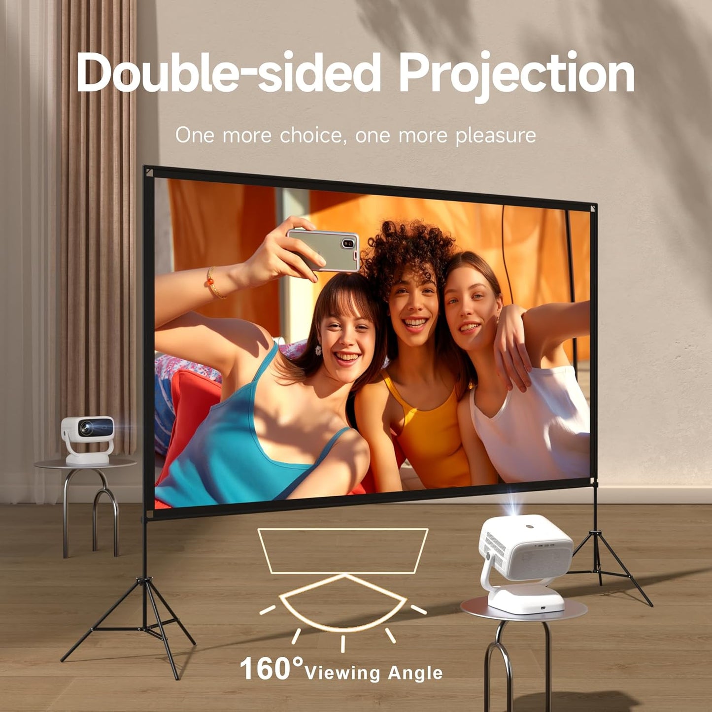 120 Inch Projector Screen with Dual Tripod Stands, 16:9 4K HD Foldable Anti-Crease Portable Outdoor Projector Screen with Stand for Movie Nights, Backyard, Indoor Home Theater, Large Projection Screen
