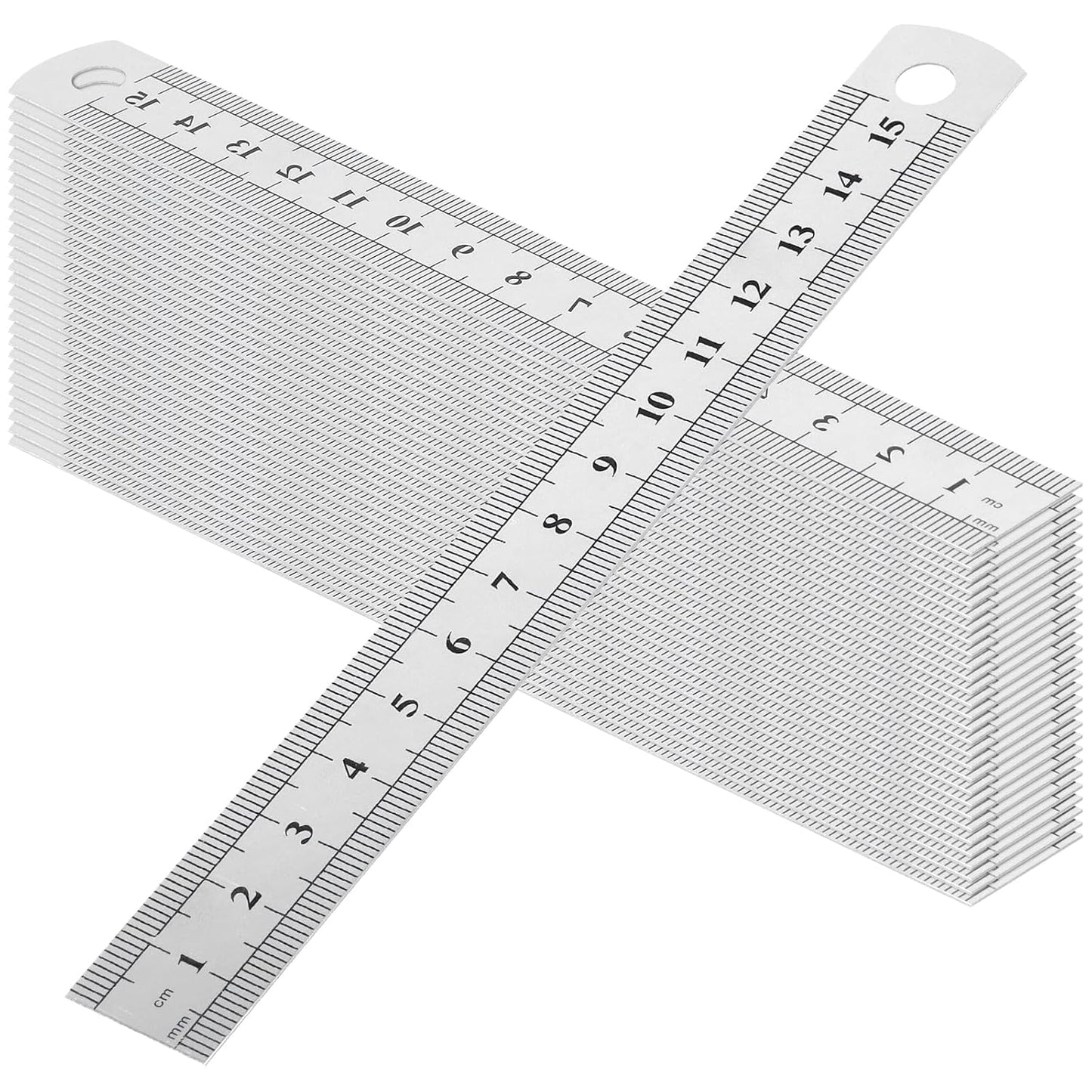 30 PCS 6 Inch Stainless Steel Ruler Bulk, Straight Edge Metal Rulers with Inch and Metric Scale Measuring Tool for Measuring