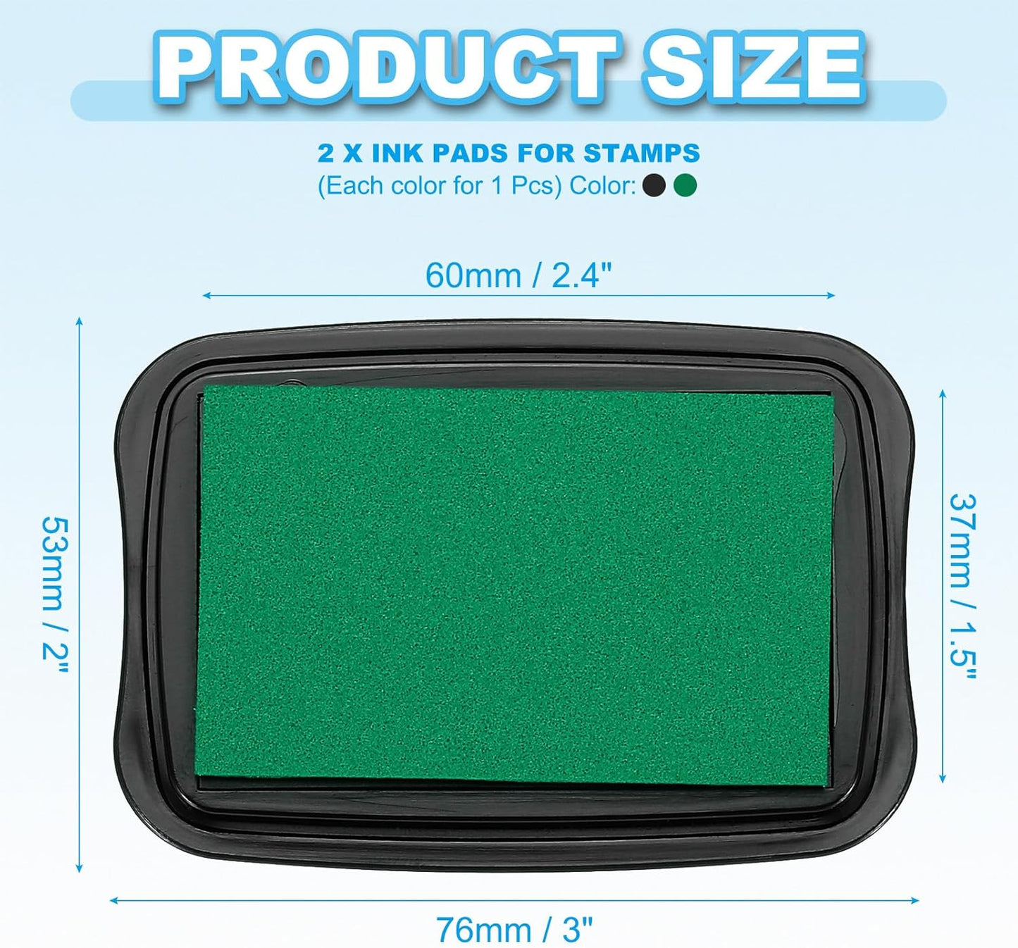 PATIKIL 3"x2" Large Stamp Pad, 2Pcs Washable Craft Ink Pad for Rubber Stamp Card Making Stamping Scrapbook Fingerprint Handprint, Dark Green/Black