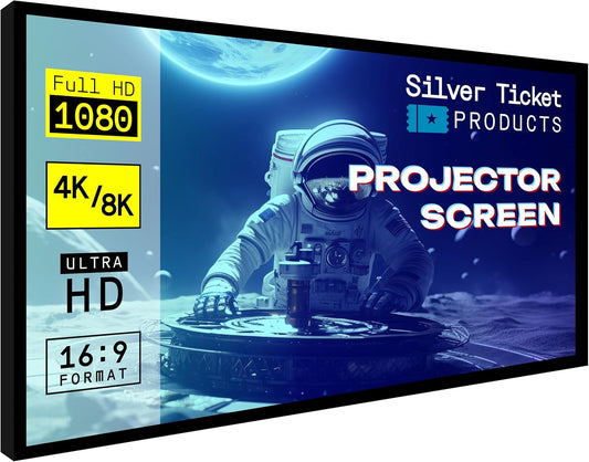 Silver Ticket Products STR Series 6 Piece Home Theater Fixed Frame 4K / 8K Ultra HD, HDTV, HDR & Active 3D Movie Projection Screen, 2.35:1 Format, 158" Diagonal, Grey Material STR-235158-G