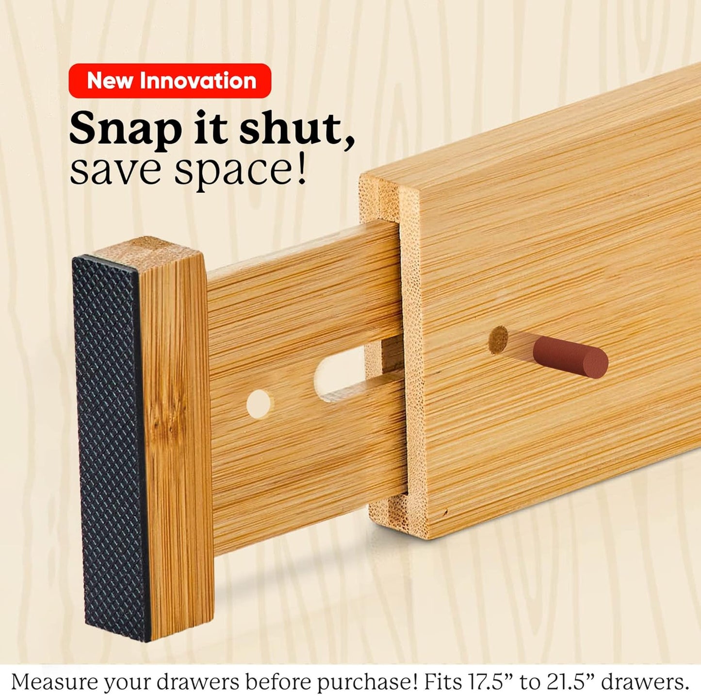 Night Tree Expandable Bamboo Drawer Dividers – Spring-Loaded Wooden Organizers for Clothes, Kitchen Utensils, Bathroom, and Dresser Drawers (18" to 20")