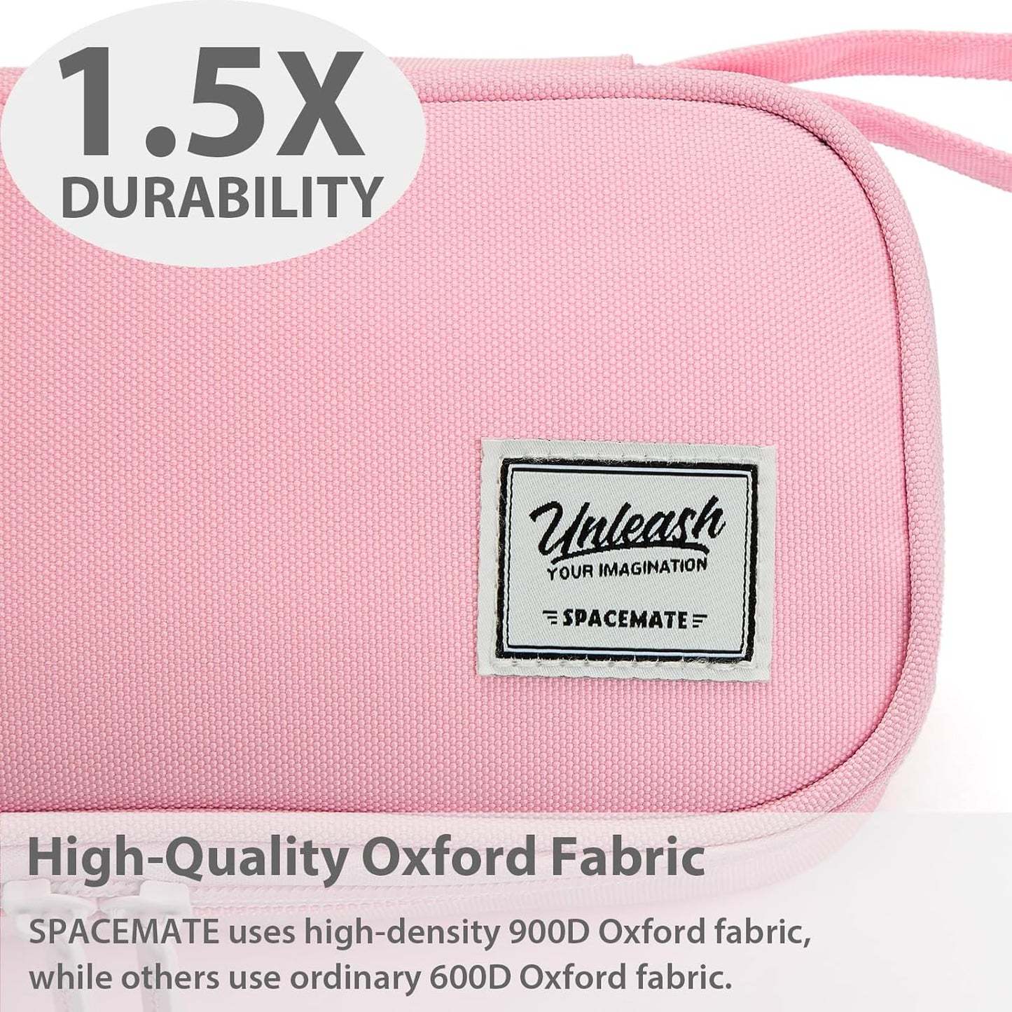 Pencil Case Pouch Box Bag School Supplies Girls Boys Kids, Cute Preppy Stuff Large Big Capacity Aesthetic Pen Organizer, Back to College Stationary, Light Pink, Standard Stlye, 1800ml