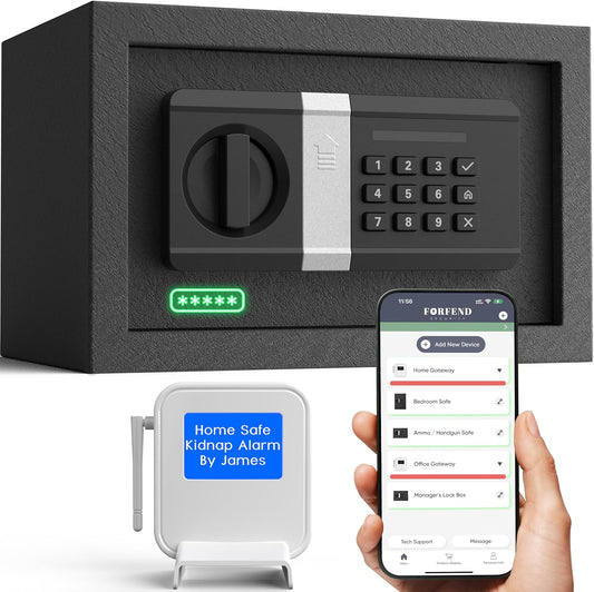 FORFEND Smart Home Safe | WiFi Safe Box App Lock/Alarm | Voice Command, Kidnap Alarm, Tamper Detect, Frozen Mode, Sub Account| Digital Safe Anti Theft