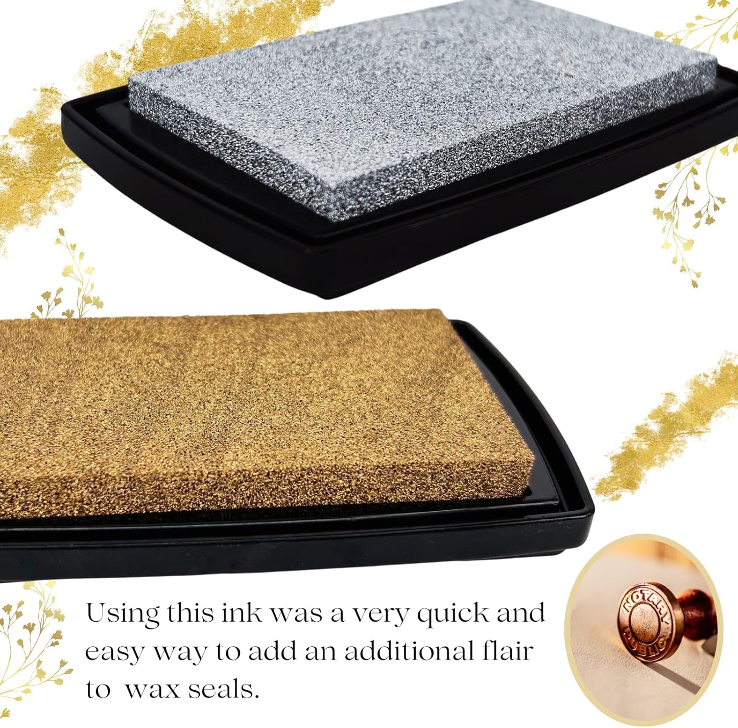 Stamp Pad, Ink Pads for Rubber Stamps, Wedding Card, Wedding Invitation, Stamps for Crafts, Scrapbooking Supplies, Card Making, Embossing Ink, Permanent Ink Pads, Non Toxic, Safe (Gold Ink Pad)