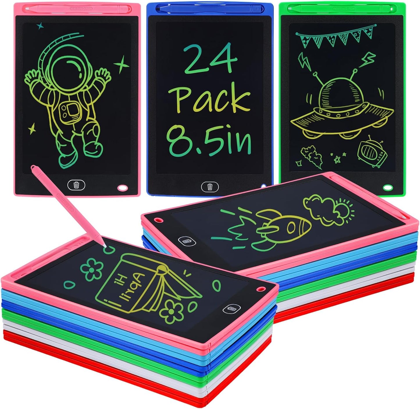 LCD Writing Tablet for Kids Party Favors Bulk - 24 Pack 8.5in Colorful Doodle Board, Erasable Drawing Pad for Goodie Bags Stuffers Birthday Gifts, Learning Travel Toys for Girls Boys Aged 3 4 5 6 7 8