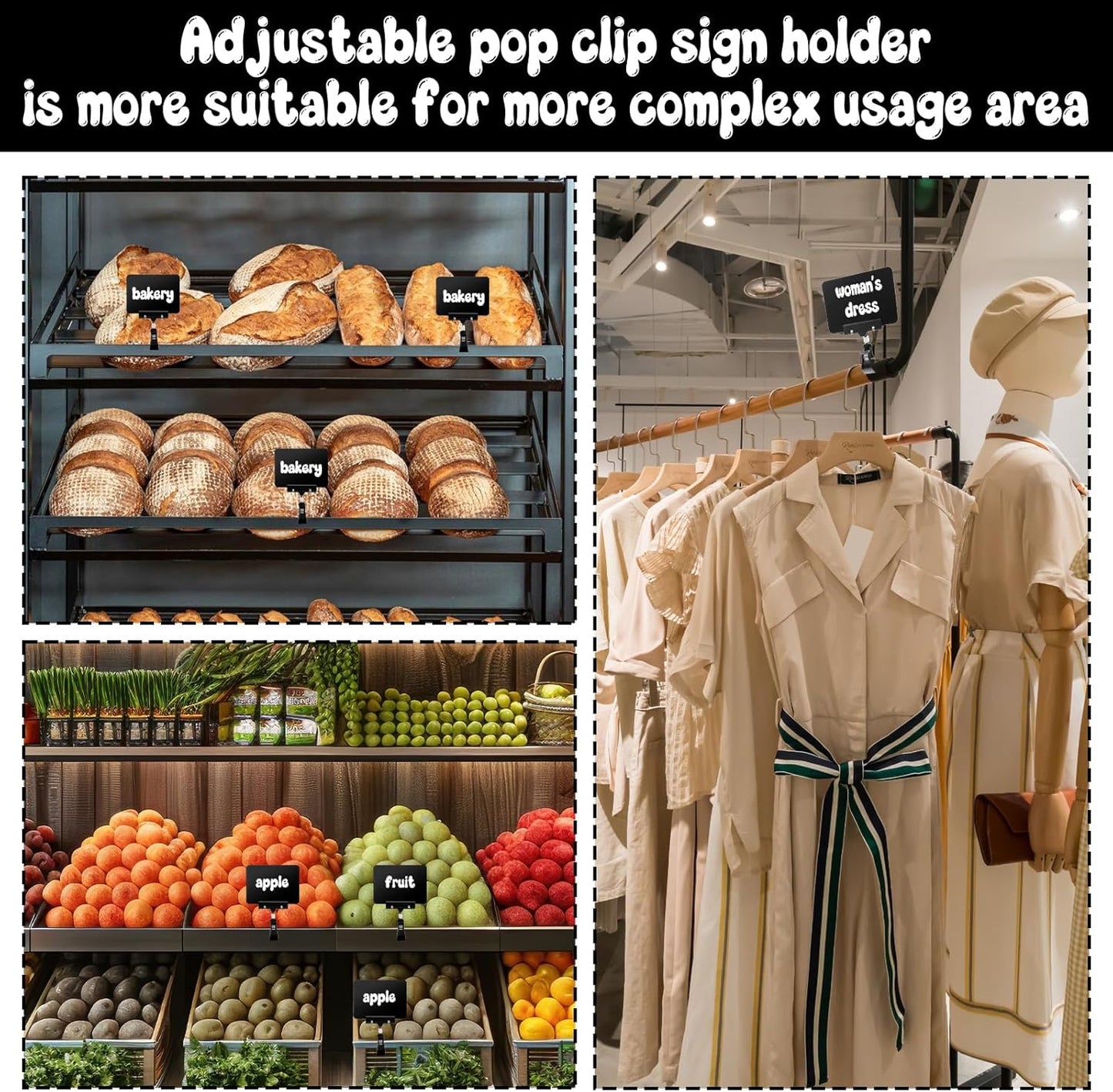 30Pack Mini Chalkboard Signs with Rotatable Clip, Double Head Sale Signs for Retail Store Plastic Merchandise Sign Display Clip Holder for Food, Store Signs Displays