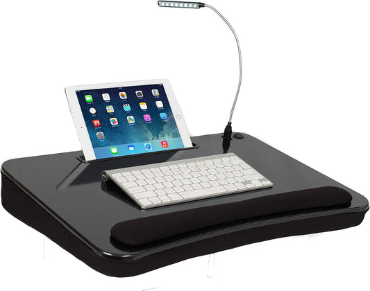 Sofia & Sam XLG Deluxe Lap Desk with Tablet Slot (with USB Light, Black)