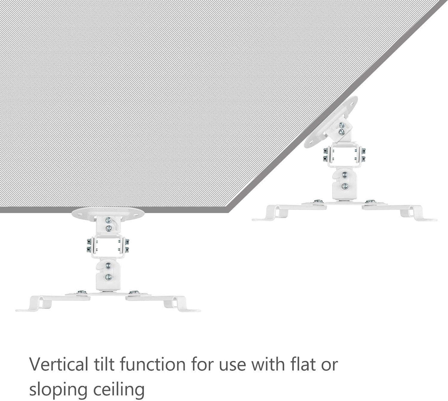WALI Projector Ceiling Mount, Universal Low Profile Projector Mount with Retractable Arms and Multiple Adjustment Function (PM-002-W), White