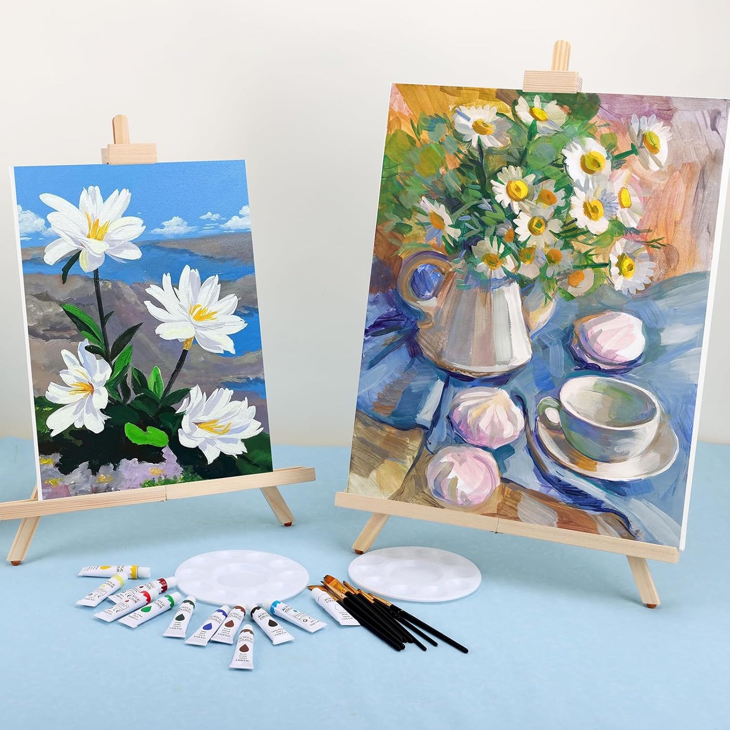 ESRICH Tabletop Easels for Painting,Painting Easel A-Type Adjustable Wooden Tabletop Easel Holds Highest to 21" Canvas Portable Desktop Easel Suitable for Artists, Beginners, Students (1Pack)