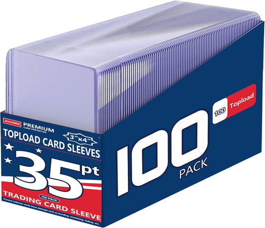 JohnBee Card Sleeves - 3"x4" Hard Plastic Top Loaders for Cards - Trading Card Sleeve & Baseball Card Holder - Premium Topload Ablum Photocard Holder for Sports, Game & Kpop Cards (Only 100 Hard)