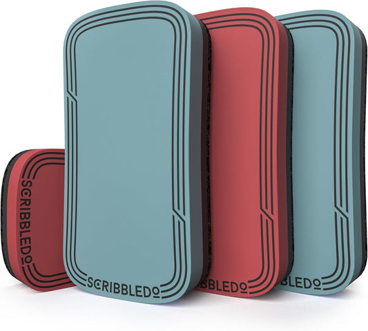 SCRIBBLEDO Boho Dry Erase Erasers 4 Pack Magnetic Whiteboard Erasers in Soft Modern Colors White Board Eraser Dry Erase Board Cleaner for Teachers Students Office & Classroom