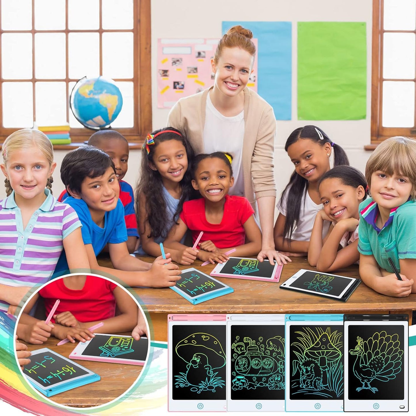 Zhehao 20 Pack LCD Writing Board for Kids, 8.5 Inches Doodle Reusable Screen Drawing Pad Erasable Painting Pads Educational Toy for 3-8 Years(Light Blue, Black, Pink, White)