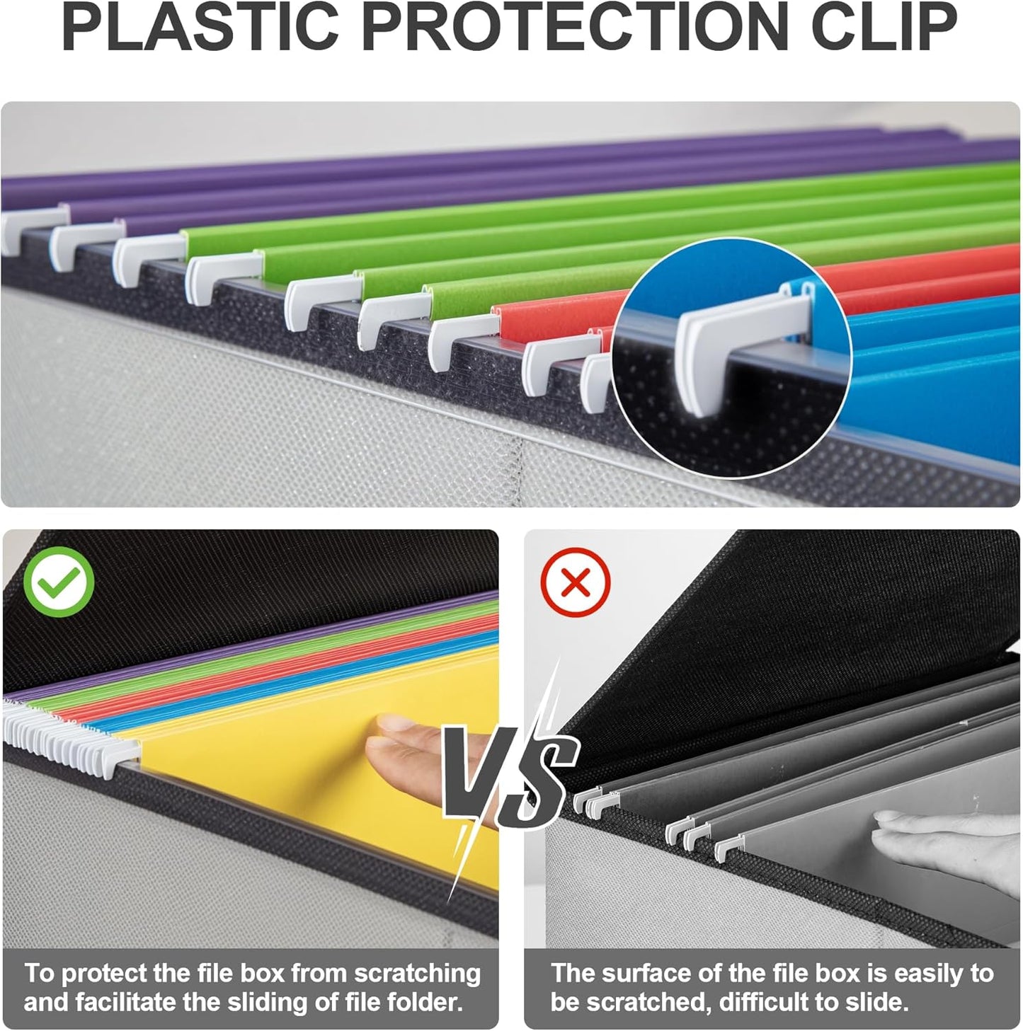 File Organizer Box, Linen Filing Organizer with Lid, Large Desktop File Boxes, Light Grey,2 Pack