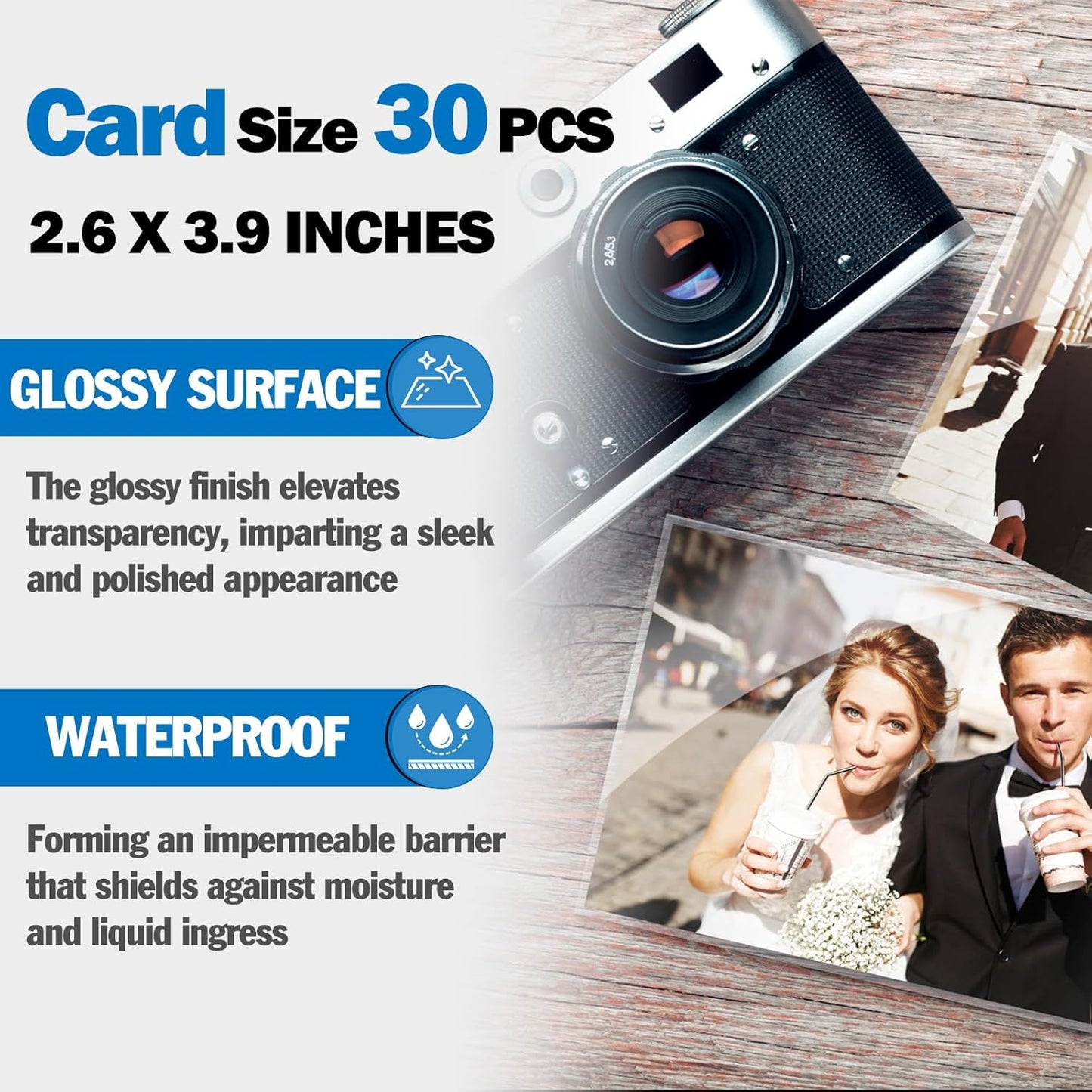 Everest Self Seal Laminating Pouches, Self Sealing for 2.6x3.9 Inch, Business Cards Size, Waterproof, 10 Mil Thick, Gloss Finish, No Machine Needed, 30 Pack