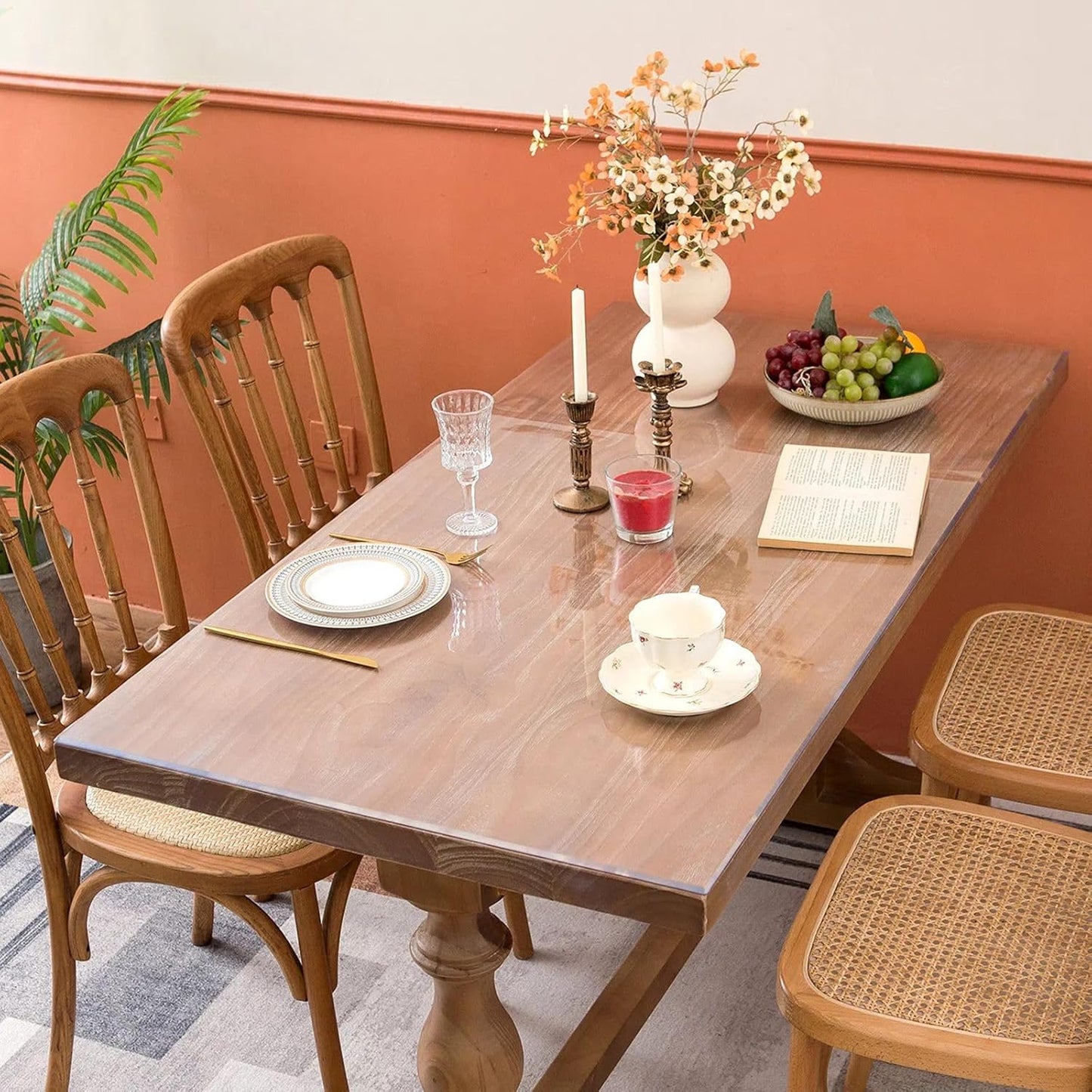 Clear Table Cover Protector, 36 x 48 Inch Table Protector for Dining Room Table, 1.5mm Thick Clear Plastic Table Cover, Table Pad Mat for Kitchen, Writing Desk Pad for Desktop