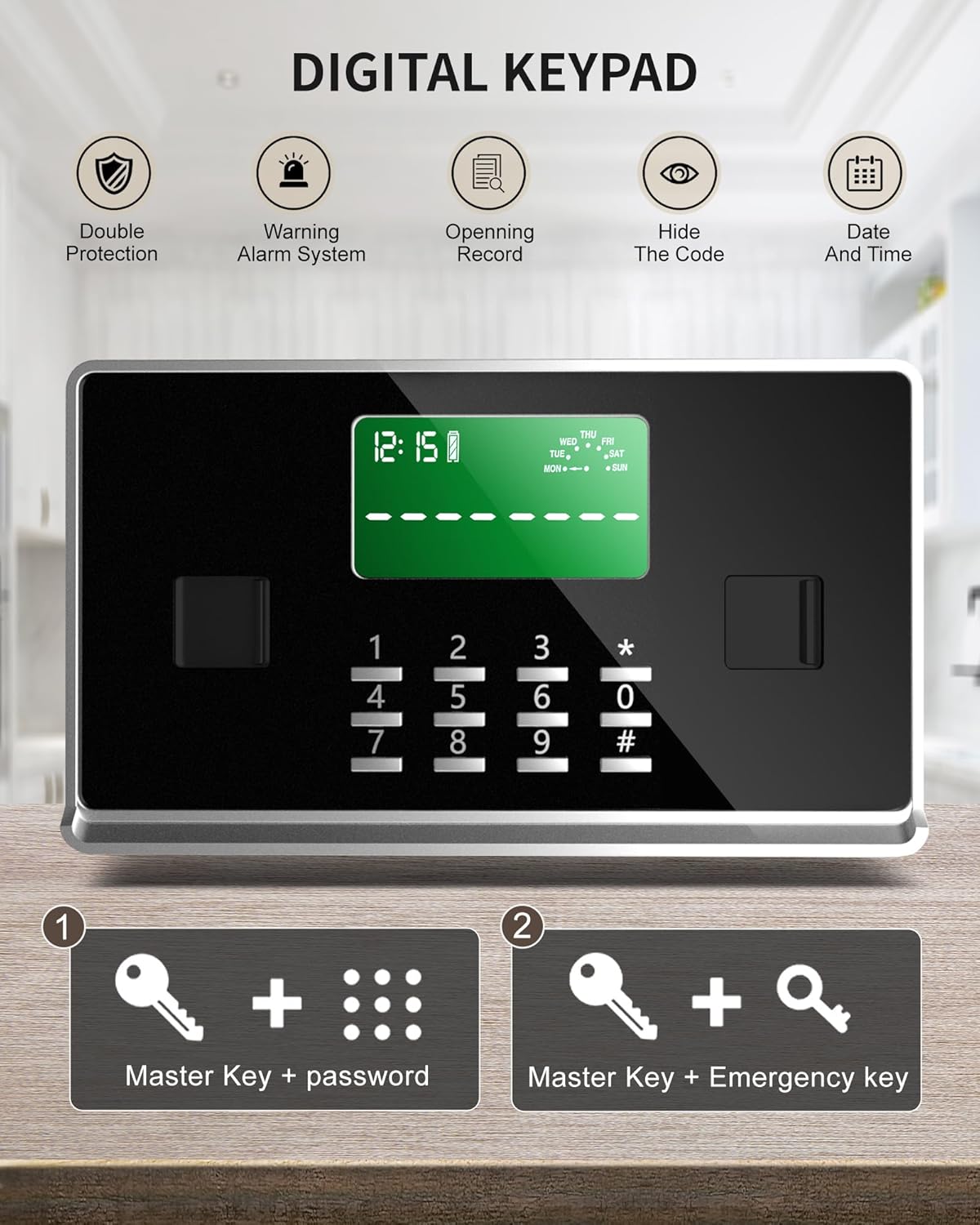 【US STOCK】TIGERKING 7.2 Cubic Feet Extra Large Heavy Duty Safe Box, Home Safe with Double Safety Key Lock and Separate Lock Box, Digital safe with 2 Removable Shelf for Home Hotel Office,132lbs