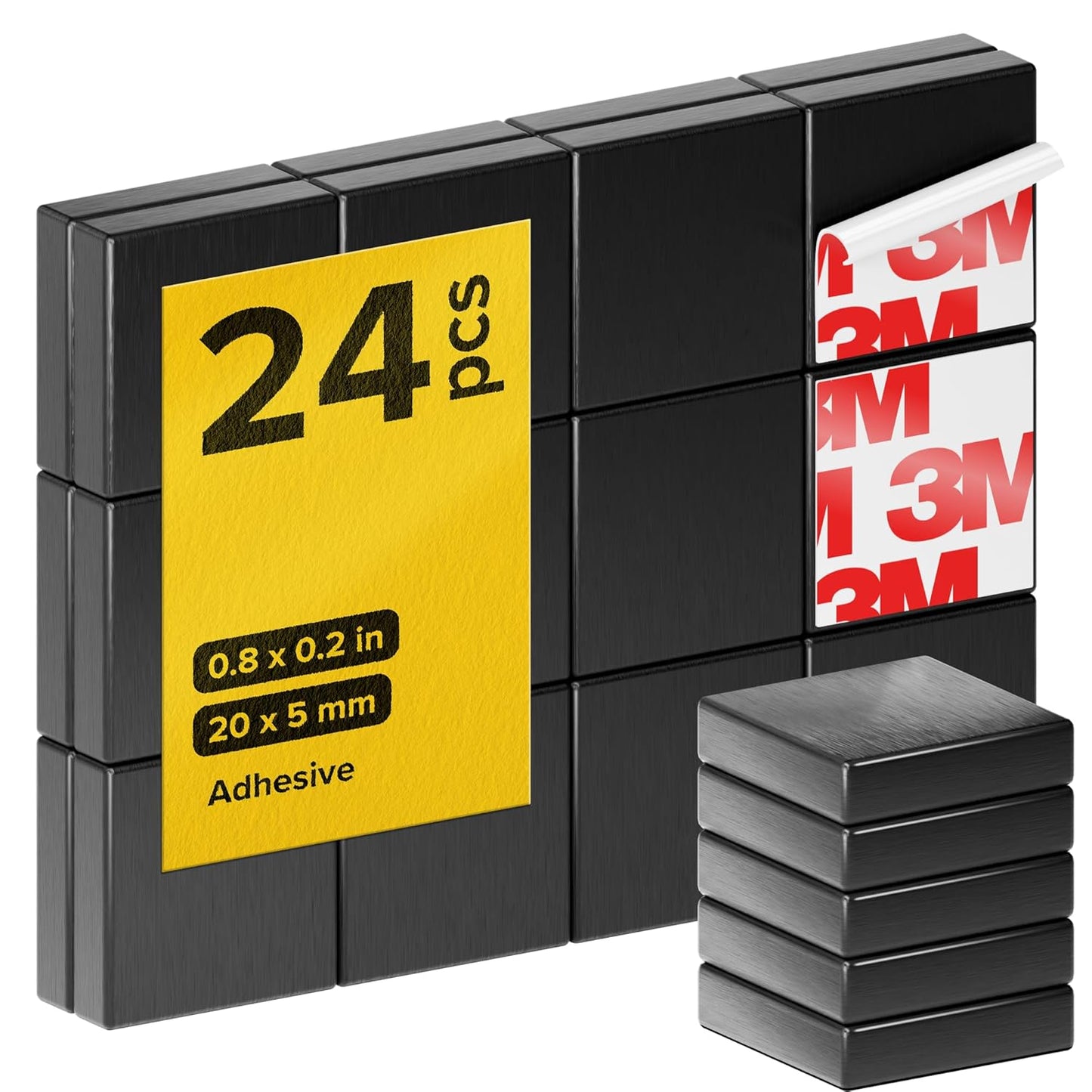 X-bet MAGNET Strong Magnets - Square Heavy Duty Adhesive Sticky Magnets for Crafts, Fridge, 0.8 inch, 24pcs
