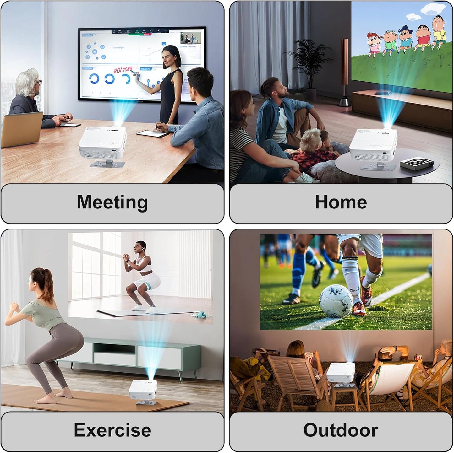 Projector Stand Table, Desktop Foldable Stand, Projector Ceiling Mount, Easy Setup with 180-Degree Adjustment, Compatible with More Projectors for Home,Outdoor,Office (Silver)