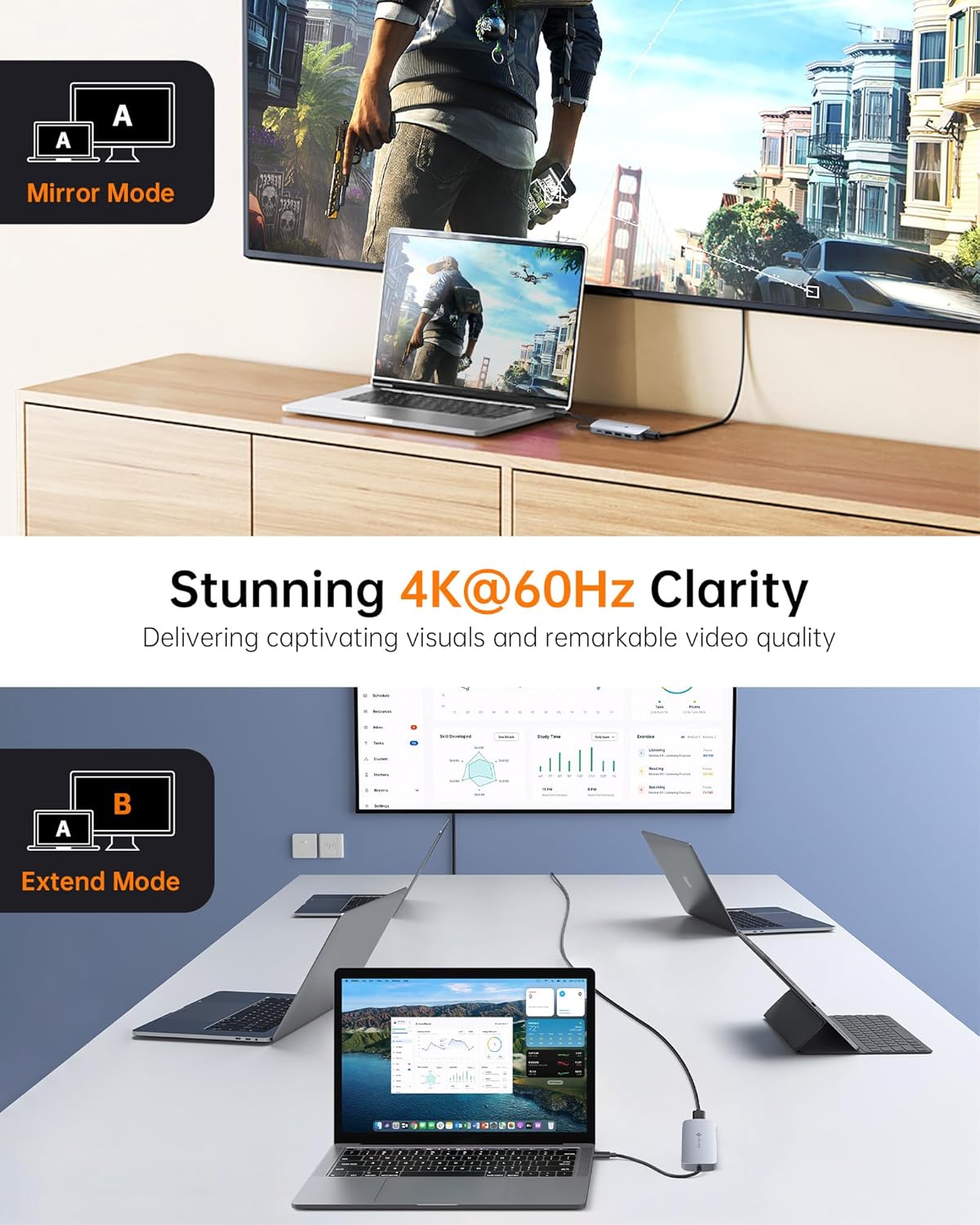 USB C Hub, 9 in 1 USB C Multiport Adapter with 4K@60Hz HDMI, 5 USB Ports, 100W PD, SD/TF USB C Adapter, USB C to HDMI Adapter, USB C Dock for MacBook Pro/Air, HP, DELL, Lenovo, ASUS Laptops NOVOO