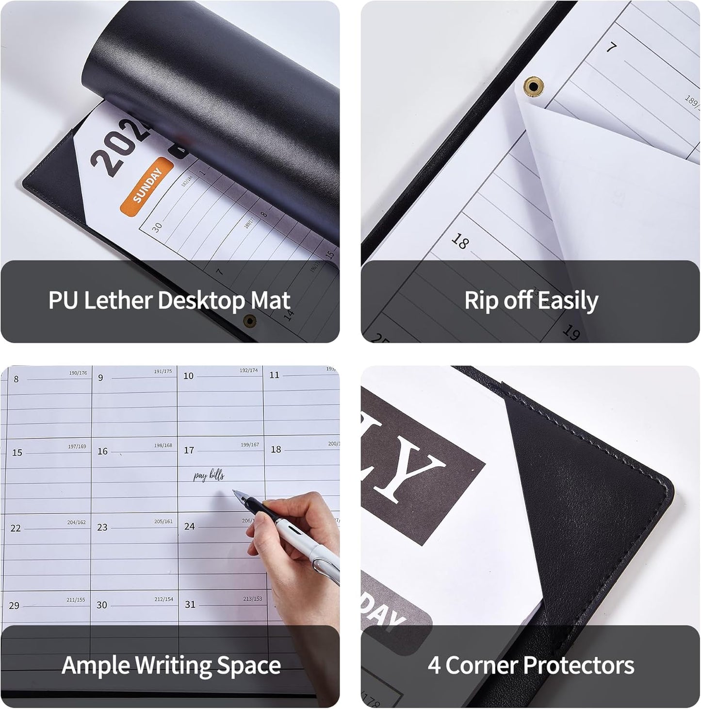 Large Desk Calendar 2025-2026, Calendar with Desk Protecting Pad, Desk Calendar Large 22x17, Runs From July 2025 to December 2026, 18 Months, Big Desktop Calendar for Family Classroom and Office (Black)