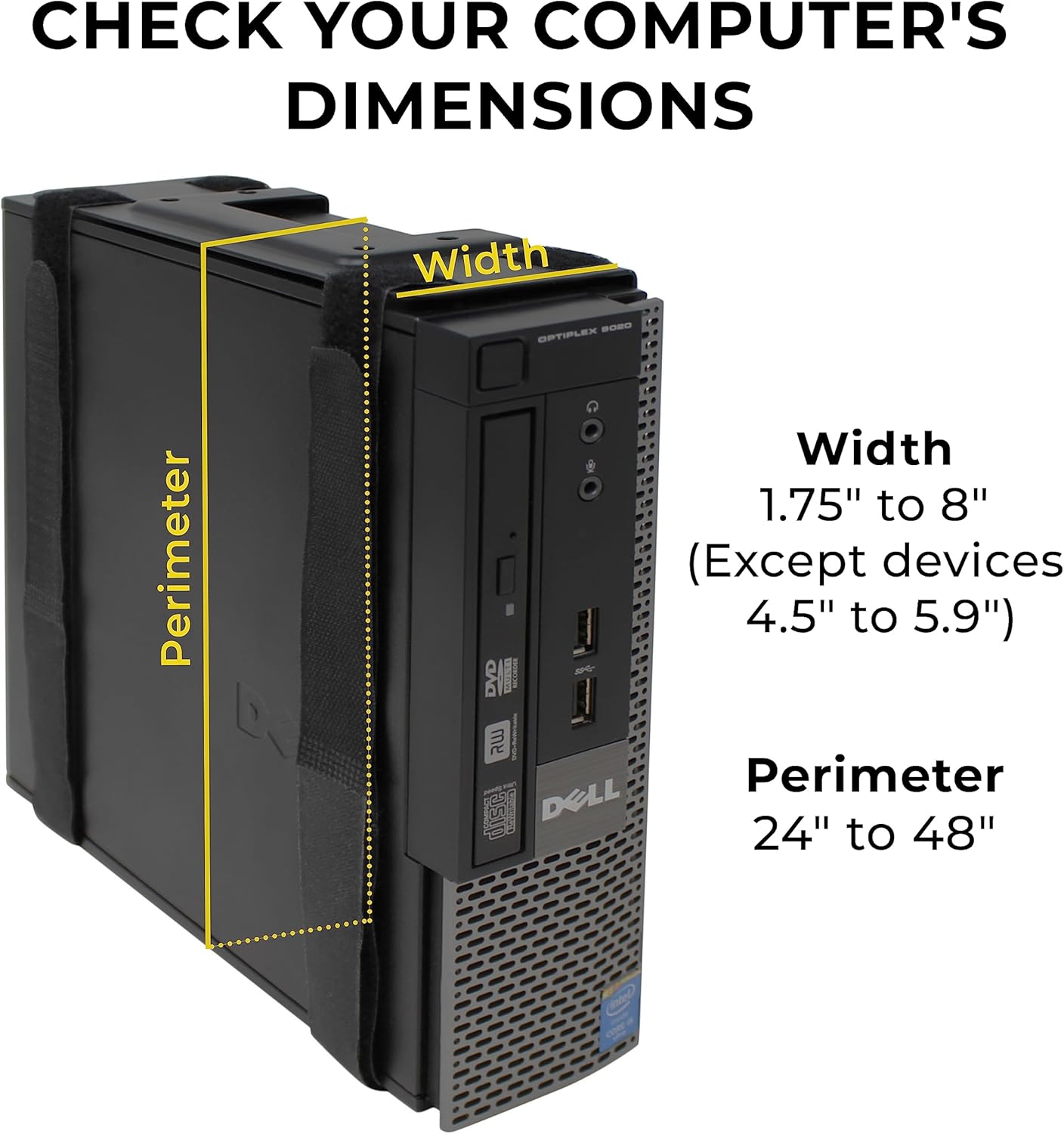 HumanCentric SFF Under Desk PC Mount and PC Wall Mount Bracket for Small Form Factor Desktop Tower, UPS Wall Mount Bracket, Adjustable CPU Holder with Straps, Hardware Included
