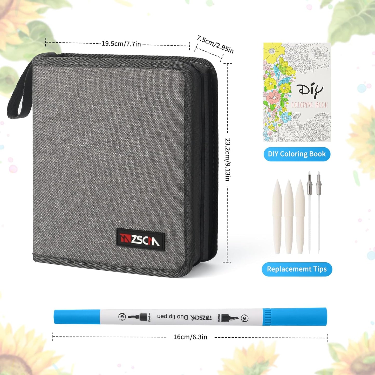 ZSCM 100 Colors Duo Tip Brush Markers Art Pen Set, Artist Fine and Brush Tip Colored Pens, for Adult Coloring Books Christmas Cards Drawing, Note taking Lettering Calligraphy Journaling