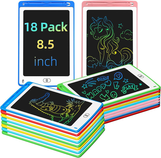 LCD Writing Tablet for Kids, 8.5 Inch Colorful Doodle Board Drawing Tablet, Educational Learning Toys Birthday Gifts for Kids Age 3 4 5 6 7 8 (18 Pack)