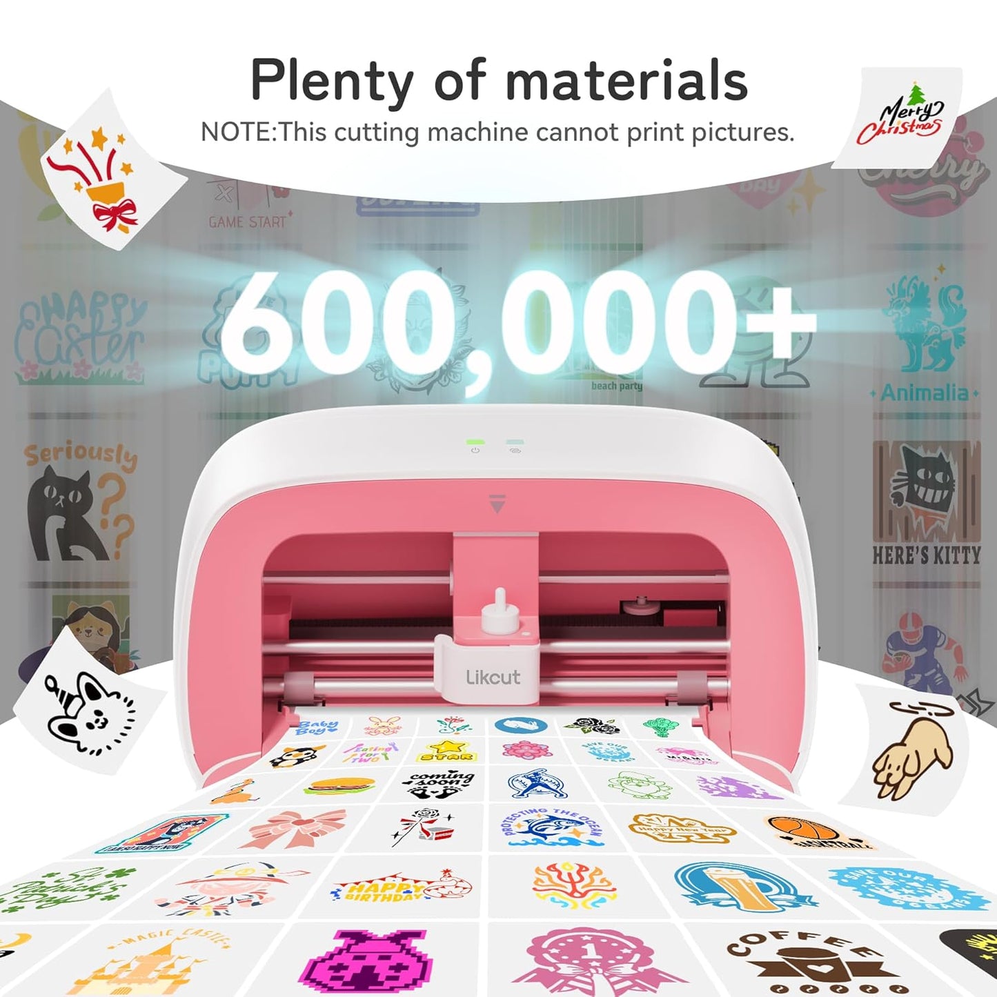 S501 Vinyl Cutter Machine with Built-in Storage, Die Cutting Machine of Multi Material Vinyl, HTV, Cardstock, Paper, Includes Cutting Mat, Black Pen, Weeding Tool, Pink