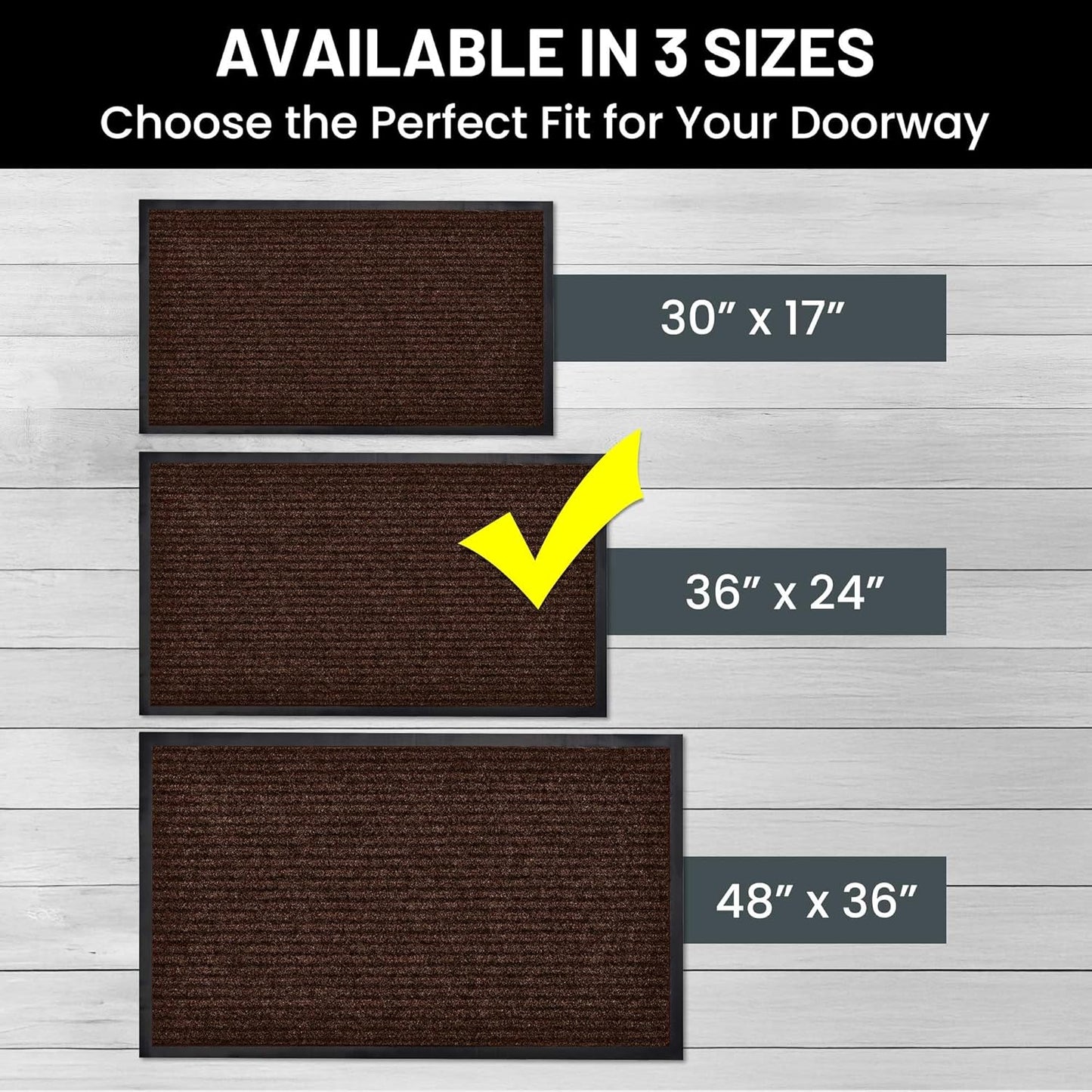 Sierra Concepts 2-Pack Front Door Mat - Large 36 x 24 Welcome Indoor Outdoor Entryway Mats for Shoe Scraper, Ideal for Inside Outside High Traffic Area, Dark Brown