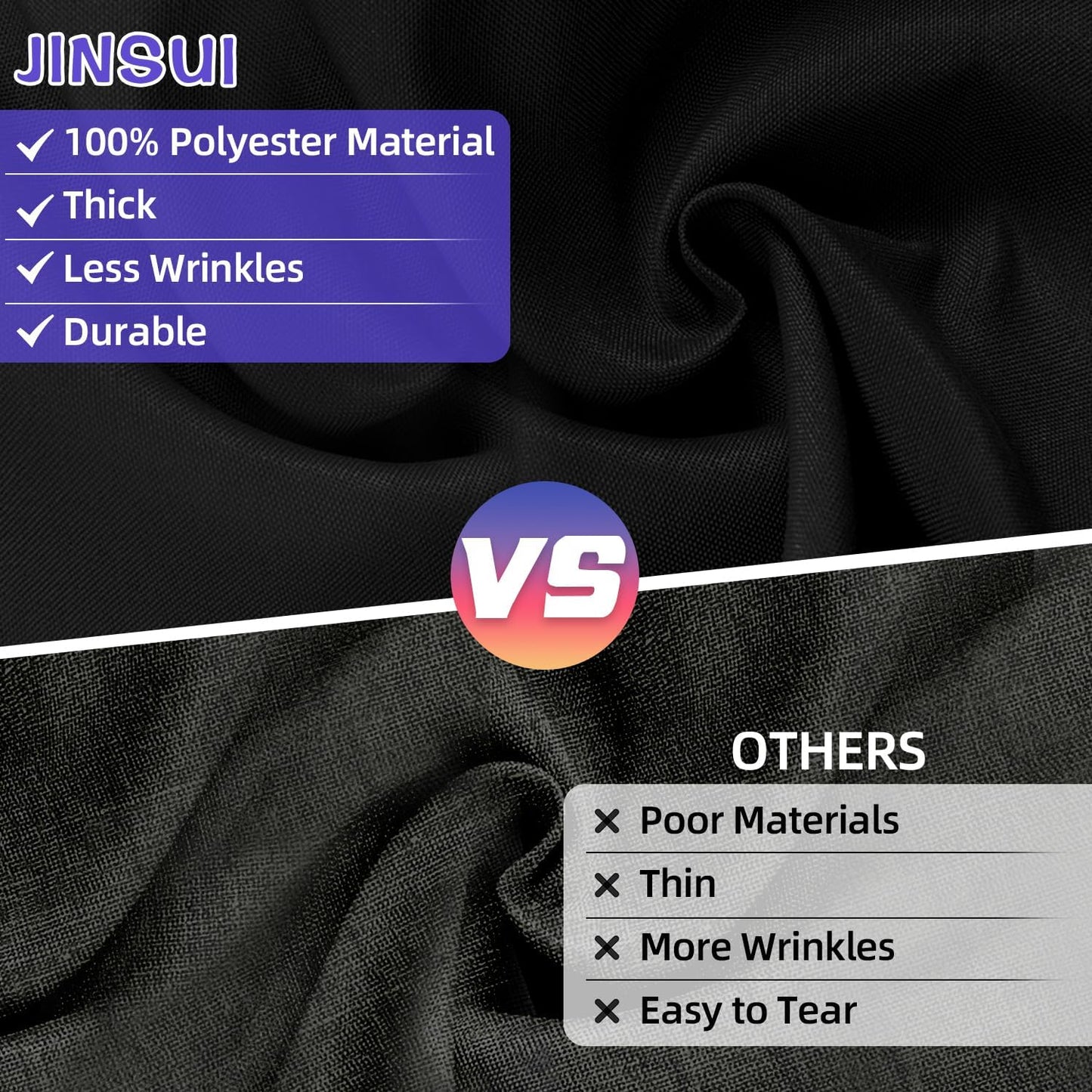 Black Backdrop 10x10ft, Photo Backdrop Curtain for Photoshoot, Pure Photographic Studio Backgrounds, Thick Polyester Fabric Photography Black Screen for Party Portraits Video Recording (Backdrop Only)