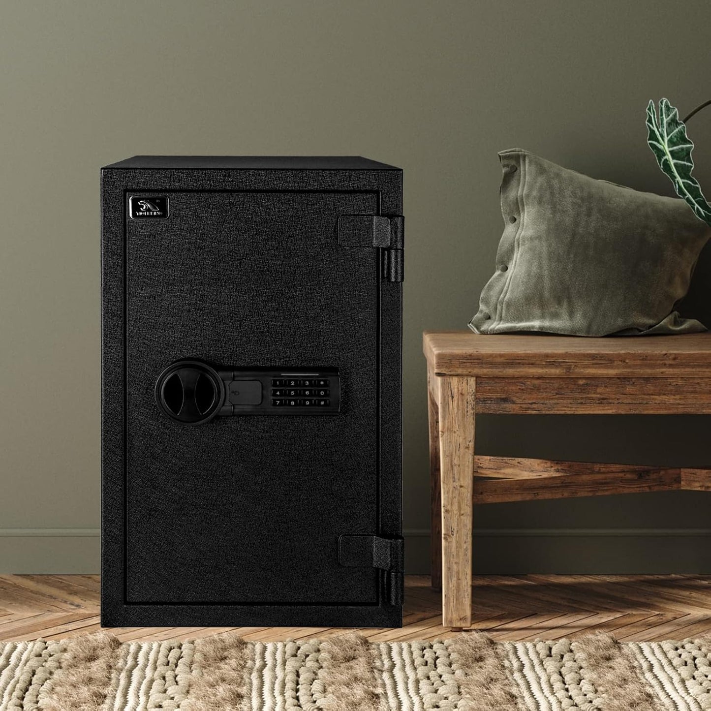 TIGERKING Fireproof Safe, 1.8 Cubic Feet Large Steel Digital Safe Box with Code Button Keypad, Heavy Duty Safe for Home and Office