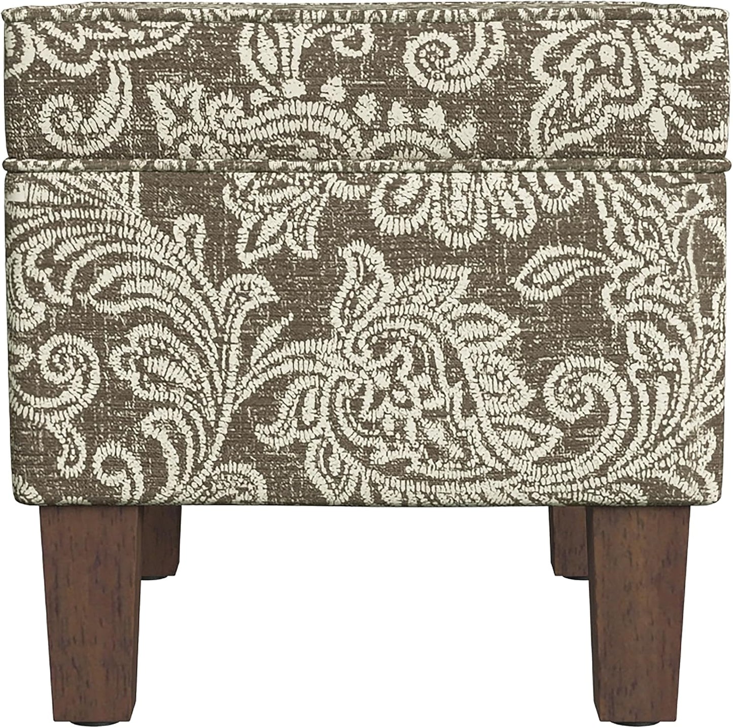 Home Decor | Dinah Collection Modern Storage Ottoman | Ottoman with Storage for Living Room & Bedroom(Brown Jacobean Print)