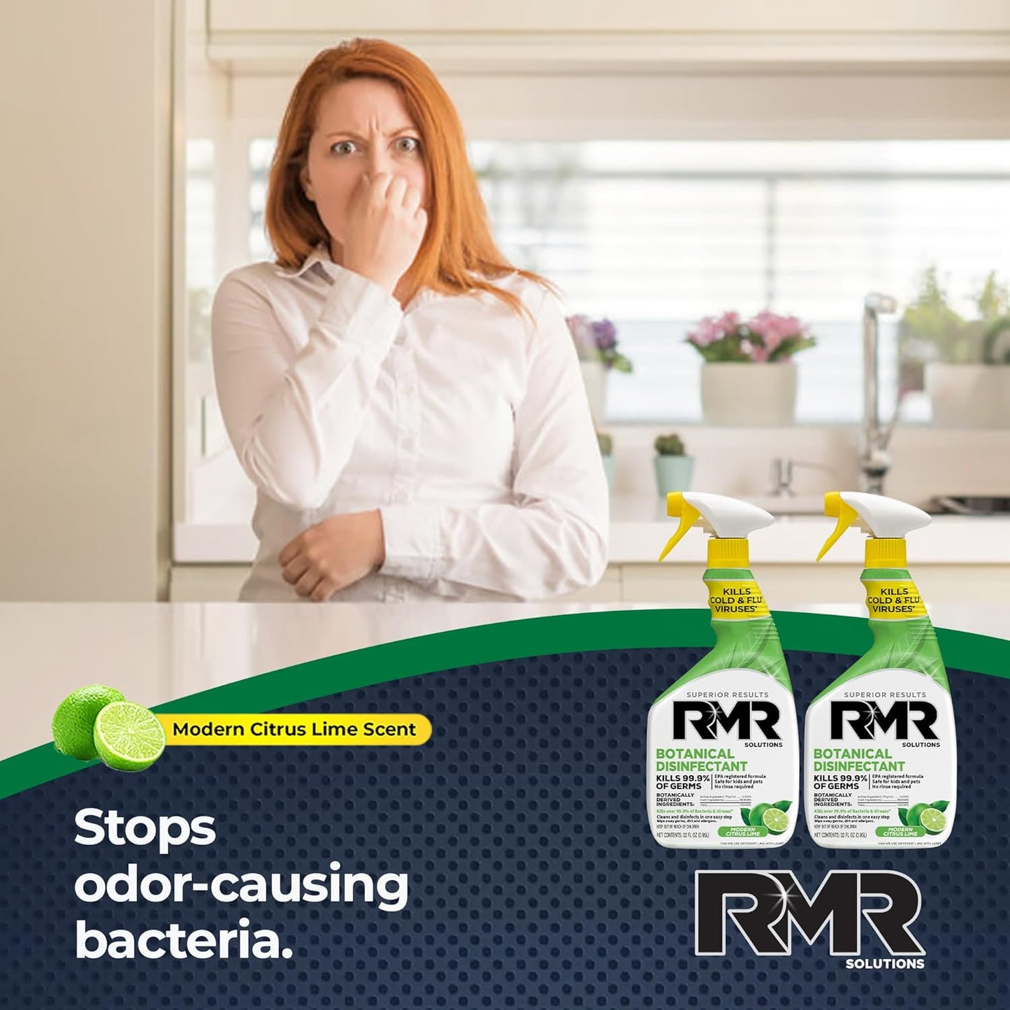 RMR Brands Botanical Disinfectant and Cleaner, Kills 99% of Household Bacteria and Viruses, EPA Registered, 2 Pack - 32 Fl Oz