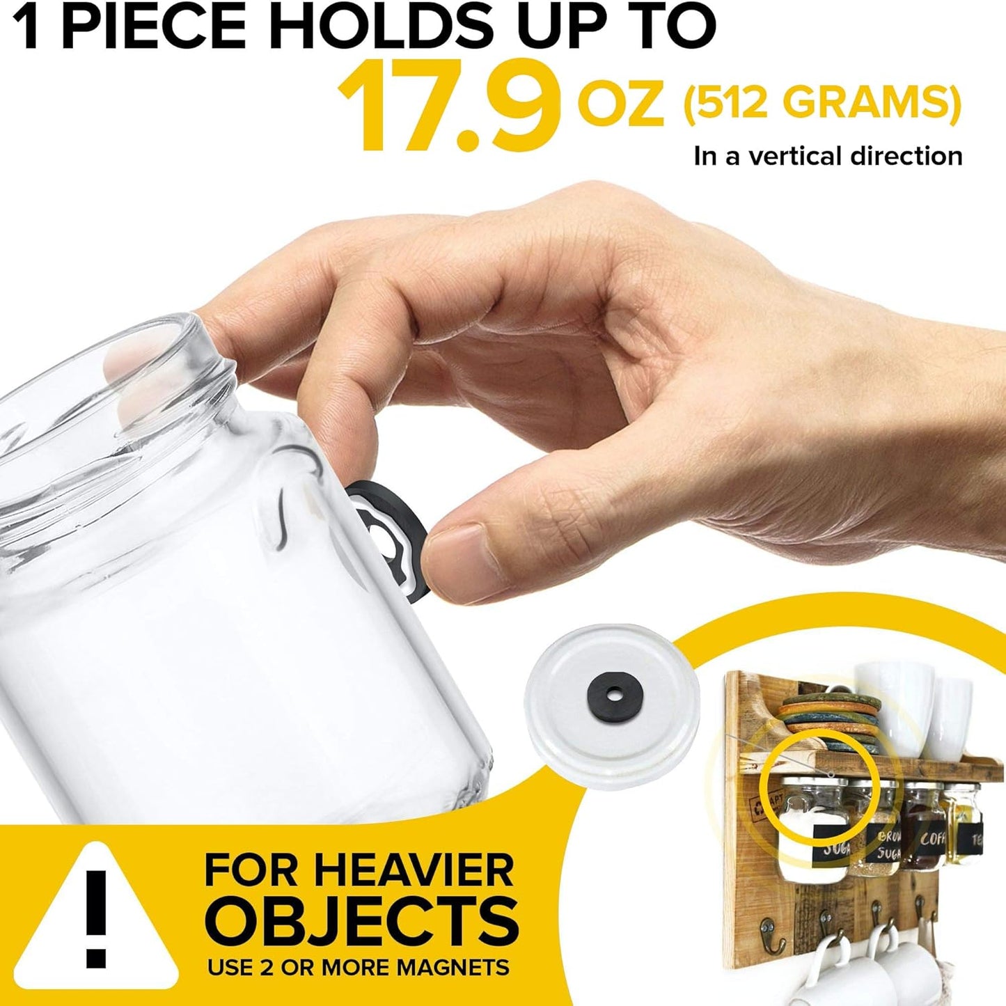 Heavy Duty Ring Magnets - Ultra Strong 1.2" Magnets with Holes for DIY & Crafts - Space Organization Set for Home, Kitchen, Workshop (40 pcs)