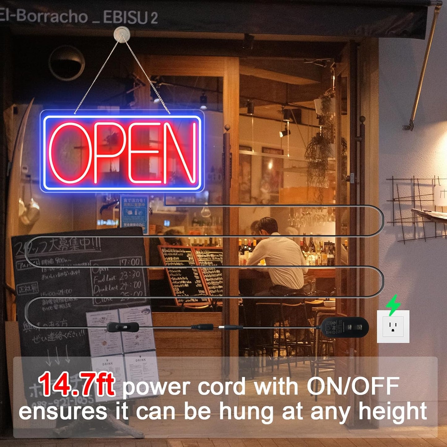 22" X 11" Led Neon Open Signs for Business, Large Open Signs, Plug In Electric Light Up with ON/OFF Switch, Ultra Bright Open Sign for Bar Salon Coffee Stores Club Hotel