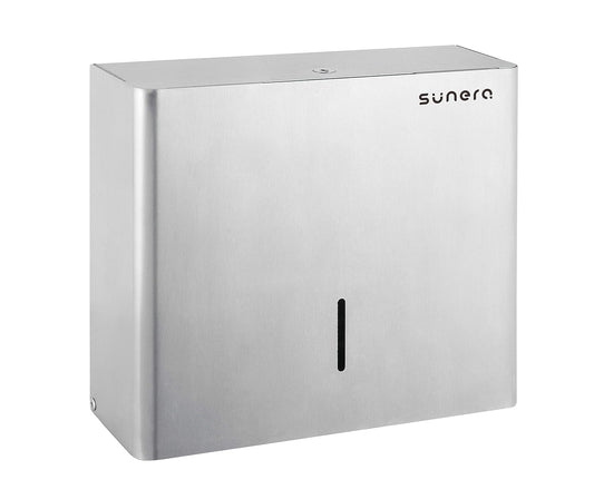 SUNERA Luxury Commercial Paper Towel Dispenser Wall Mount M-Fold Hand Paper Towel Dispenser 304 Stainless Steel Brushed Finish Durable