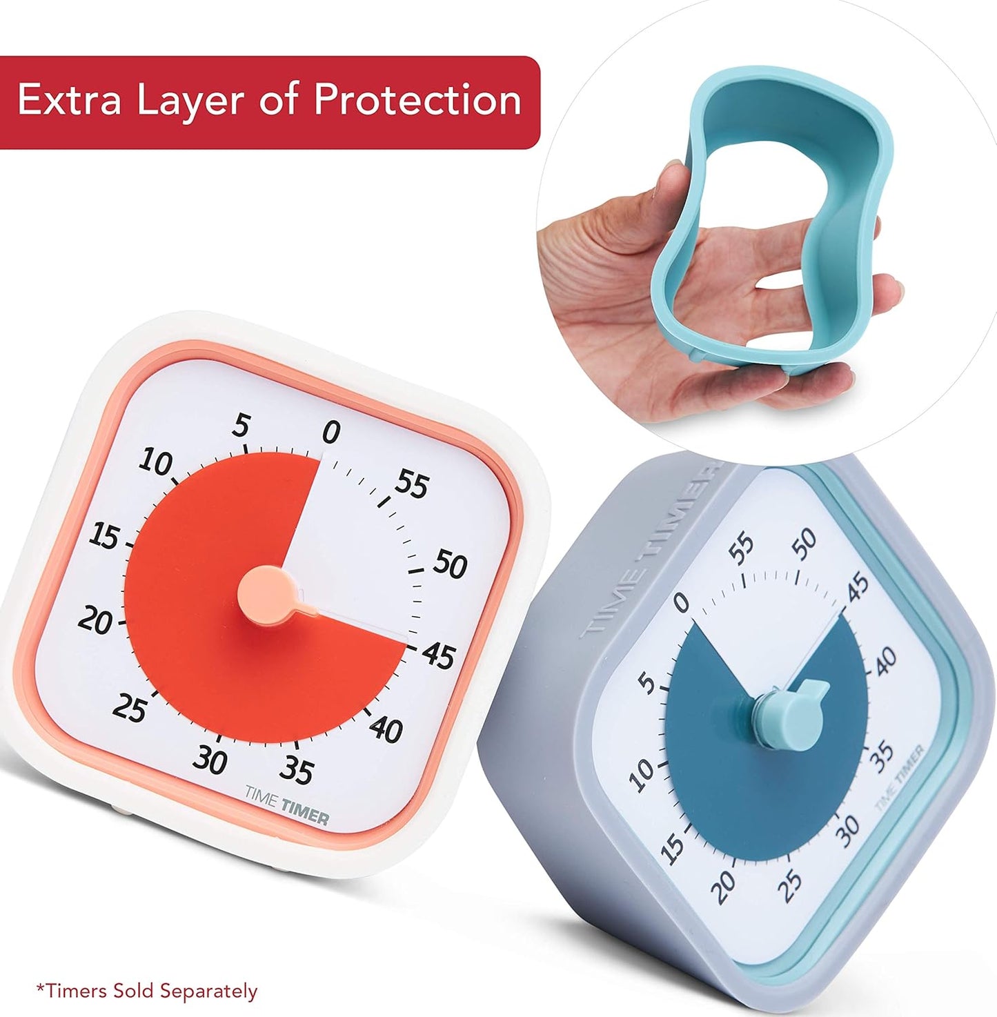 TIME TIMER Home MOD Neutral Cases - for Classroom Learning, Homeschool Study Tool, Student Desk Clock and Office Meetings with Silent Operation (2-Pack)