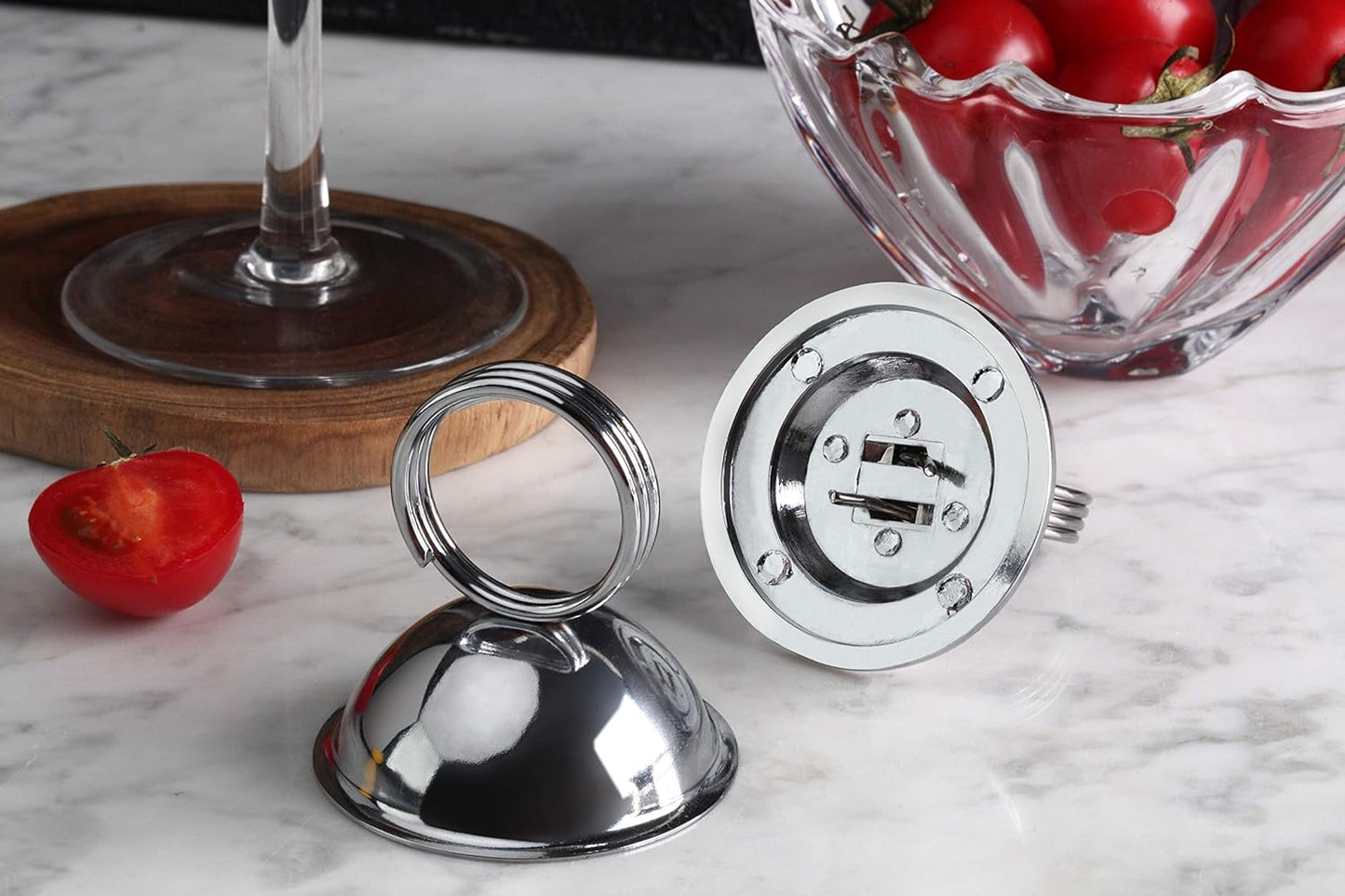 New Star Foodservice 23367 Split-Ring Style, Place Card/Table Number Holder, 2.5 x 2.33 Inch, Silver, Set of 12