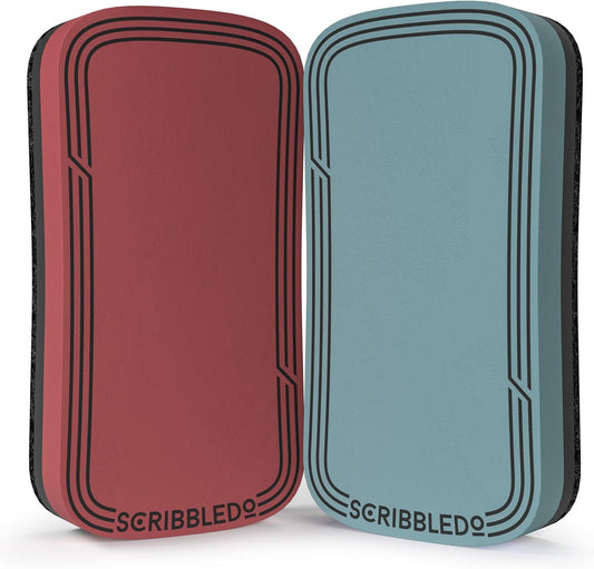 SCRIBBLEDO Dry Erase Eraser Boho Magnetic White Board Eraser for Streak-Free Cleaning for Dry-Erase Whiteboard Multi Pack for Classroom Office & Home 2 Pack