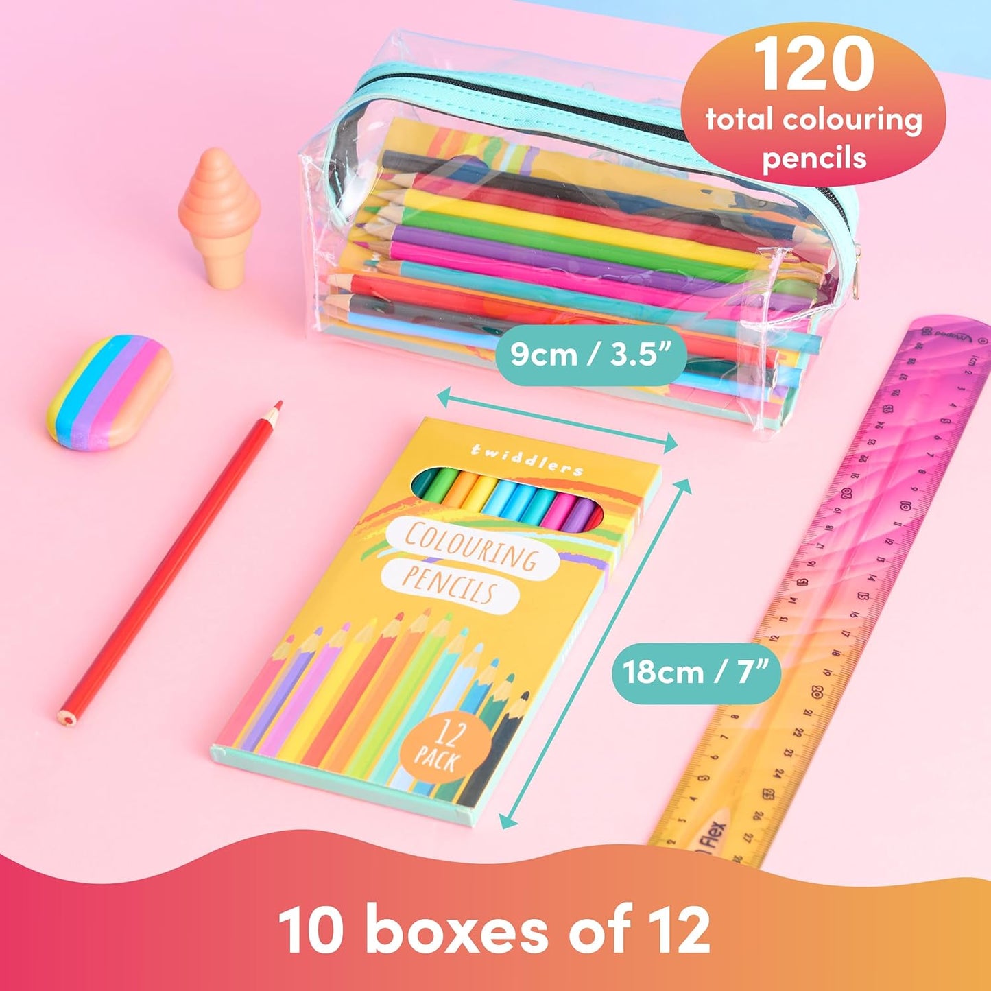 THE TWIDDLERS 120 Count Colored Pencils for Kids, (Bulk 10 Packs, 12 Colors Each Pack) Pre-sharpened Color Pencils for Adults, Back to School Supplies for Teachers, Classroom Prizes, Party Bag Fillers