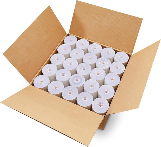 (25 Rolls) 3 ply carbonless Paper Rolls Receipt Rolls, Paper, 3" x 65' x 7/16" three 3 Ply White/Canary/Pink PMC07638 - ShopSmartOnline